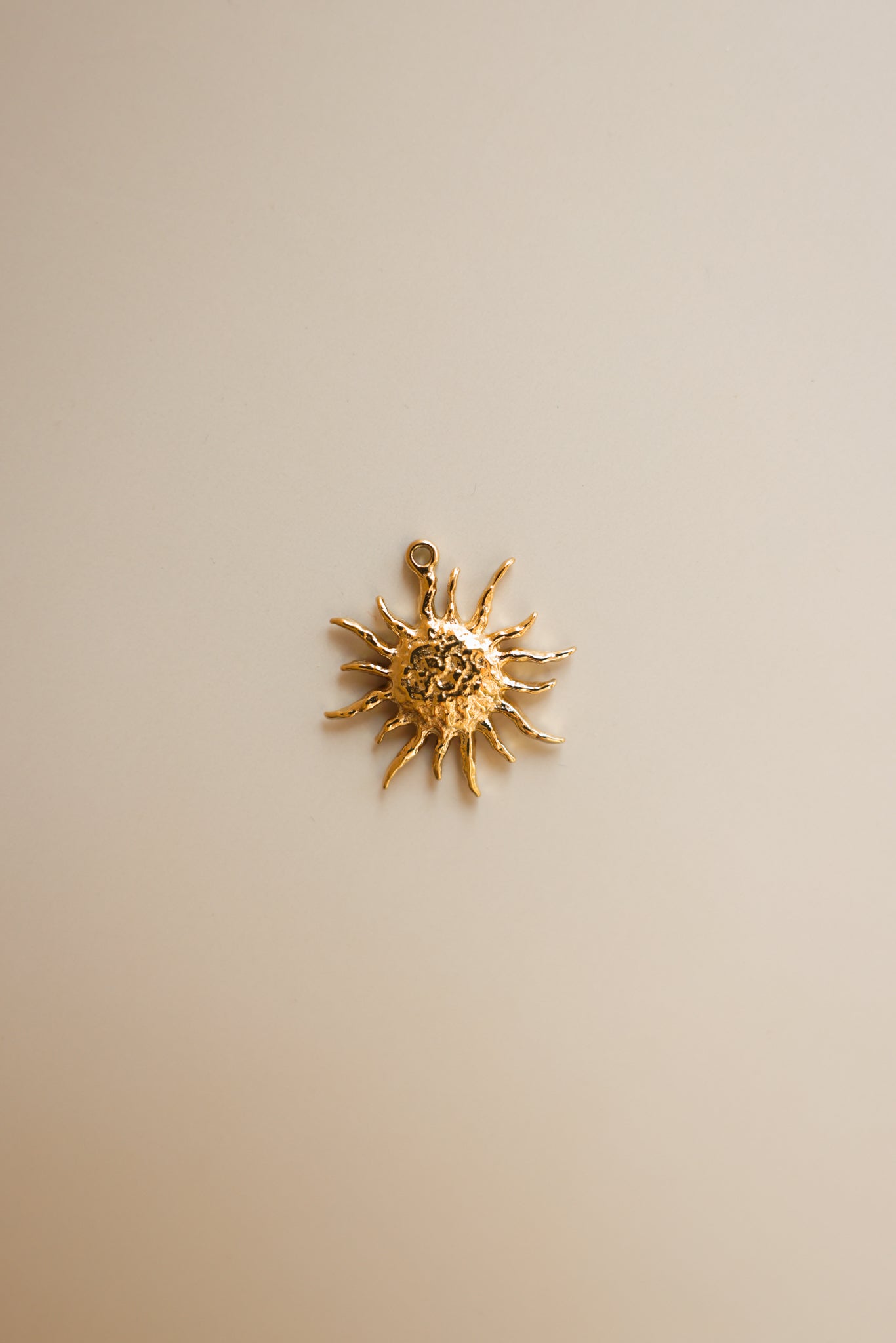 Textured Gold Sun Charm