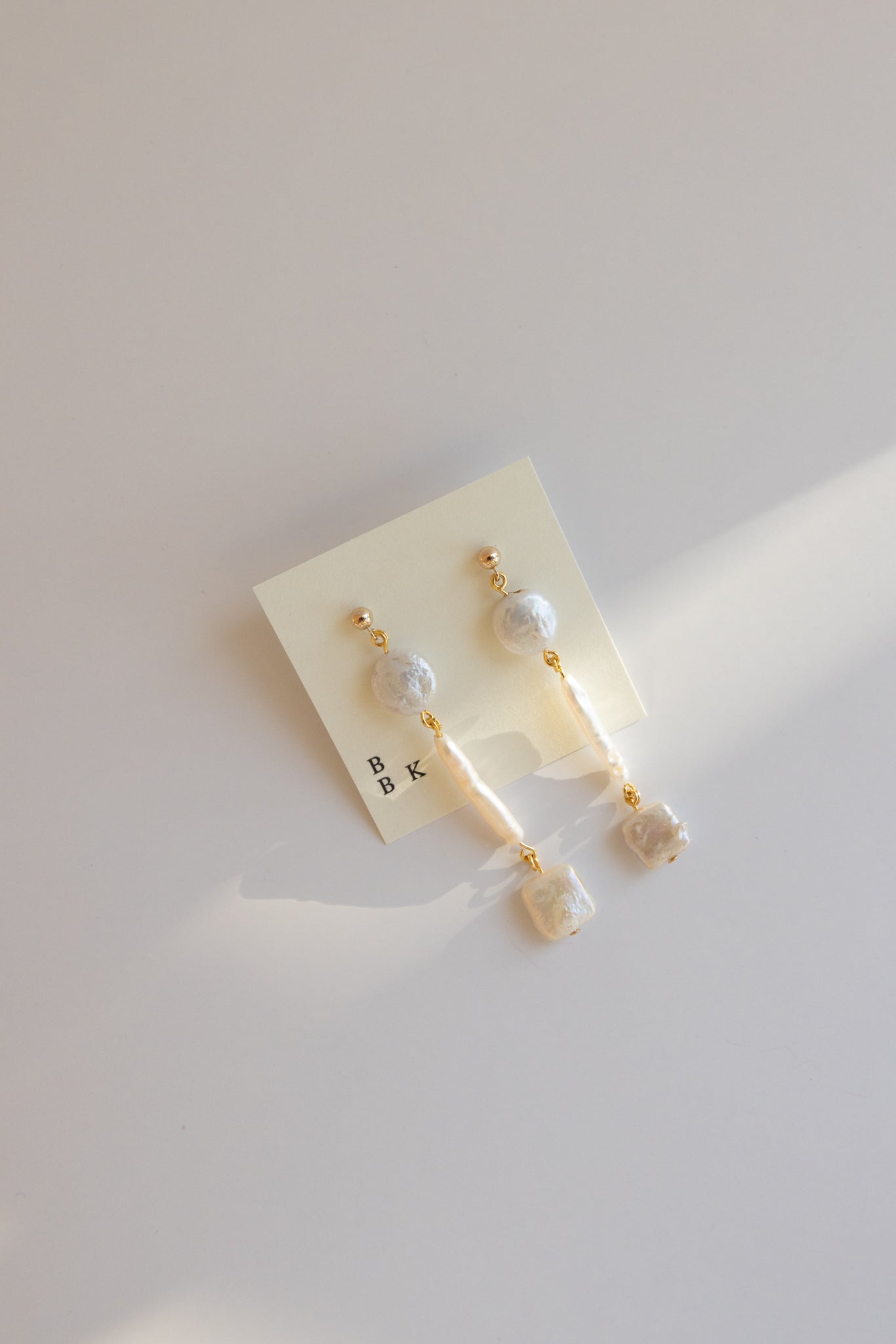 Gold Stud + Stacked Pearl Pendant