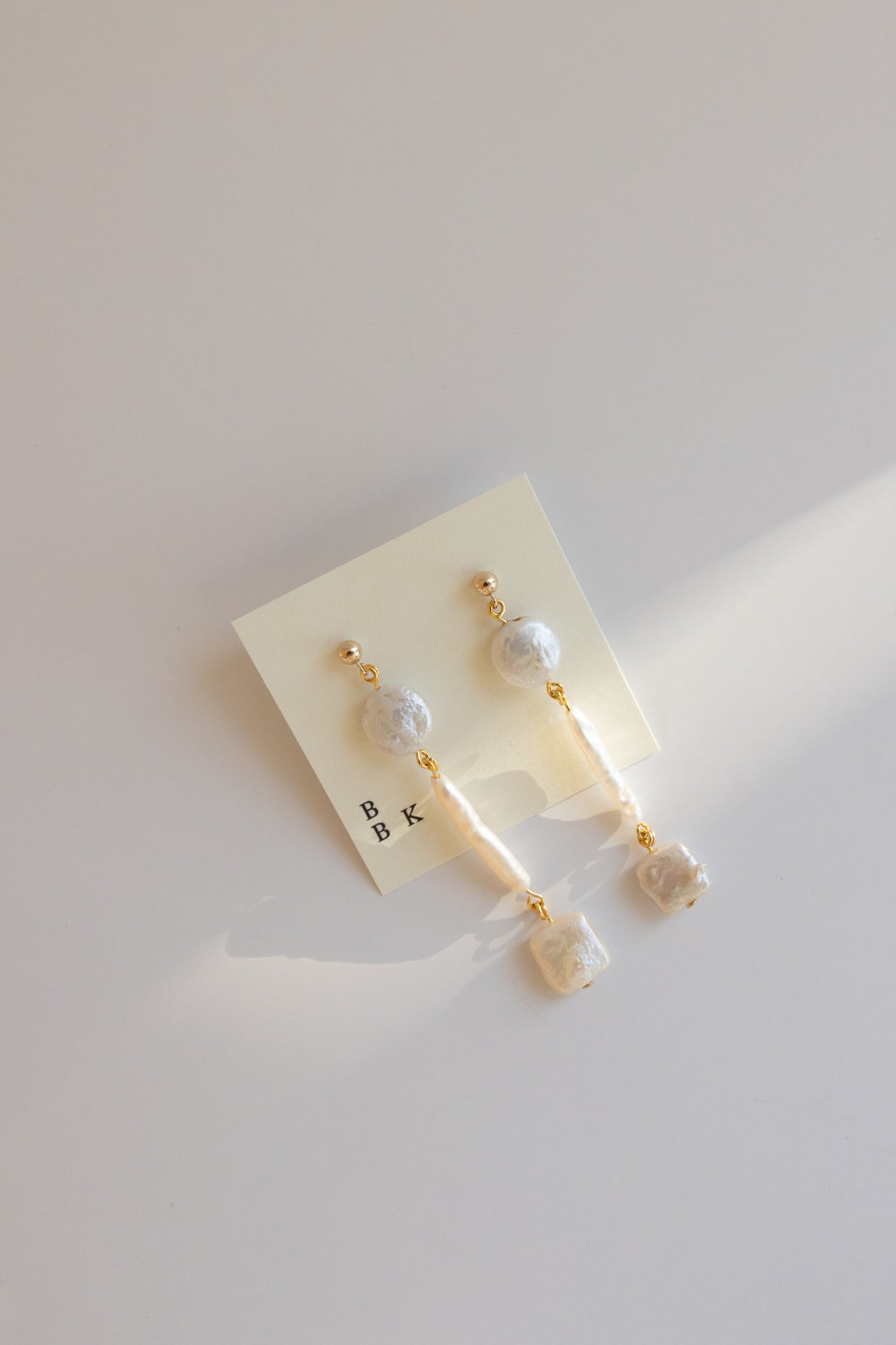 Gold Stud + Stacked Pearl Pendant