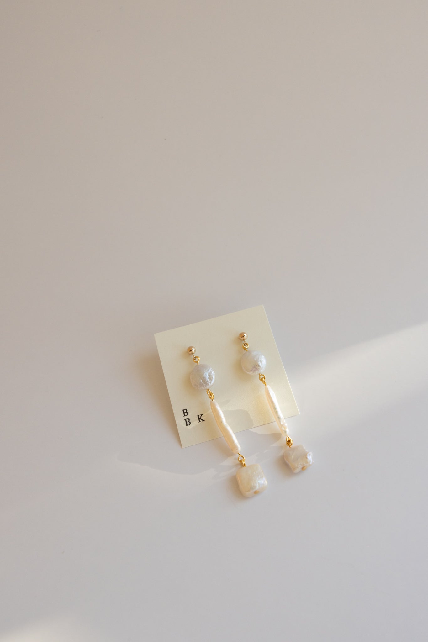 Gold Stud + Stacked Pearl Pendant