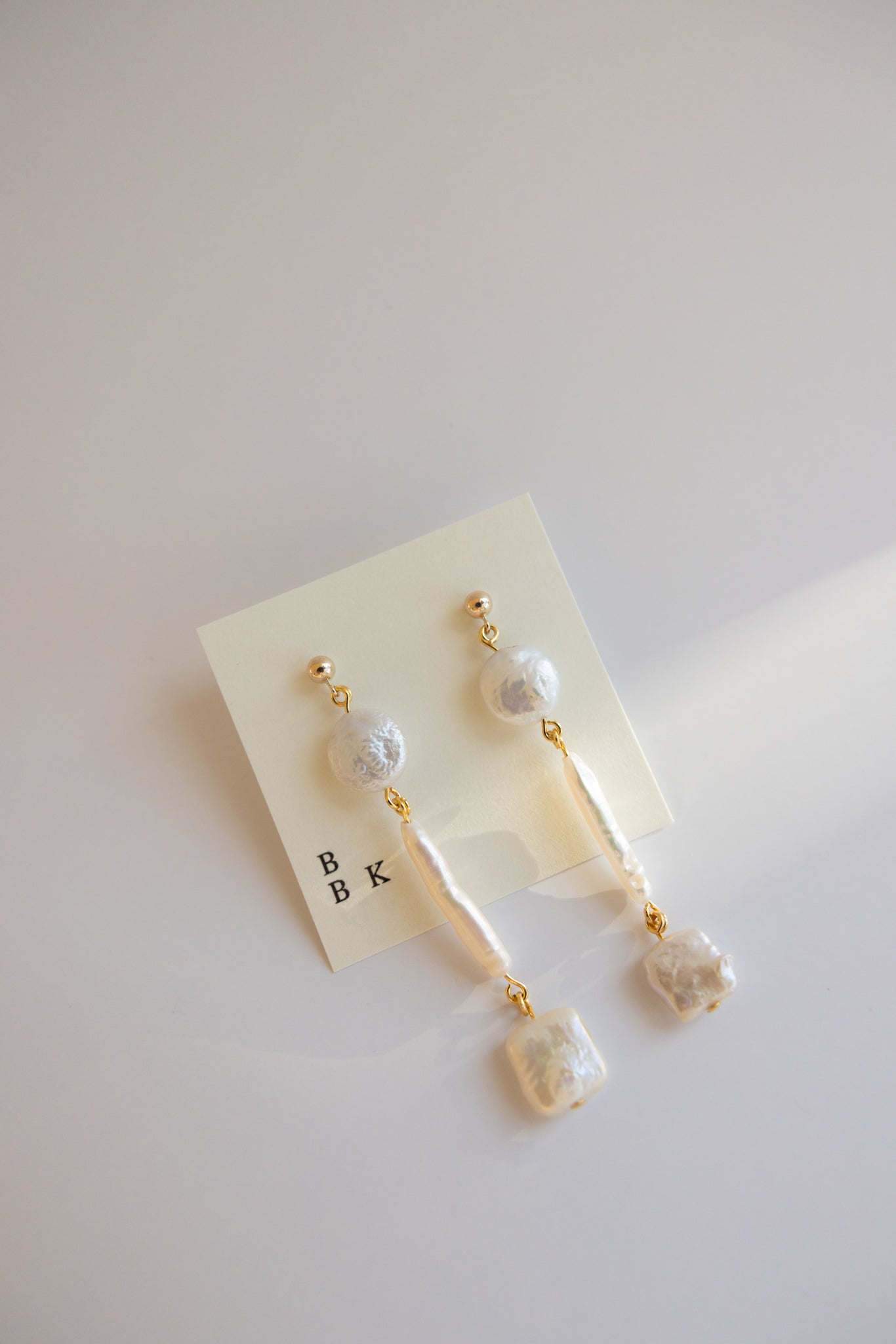 Gold Stud + Stacked Pearl Pendant