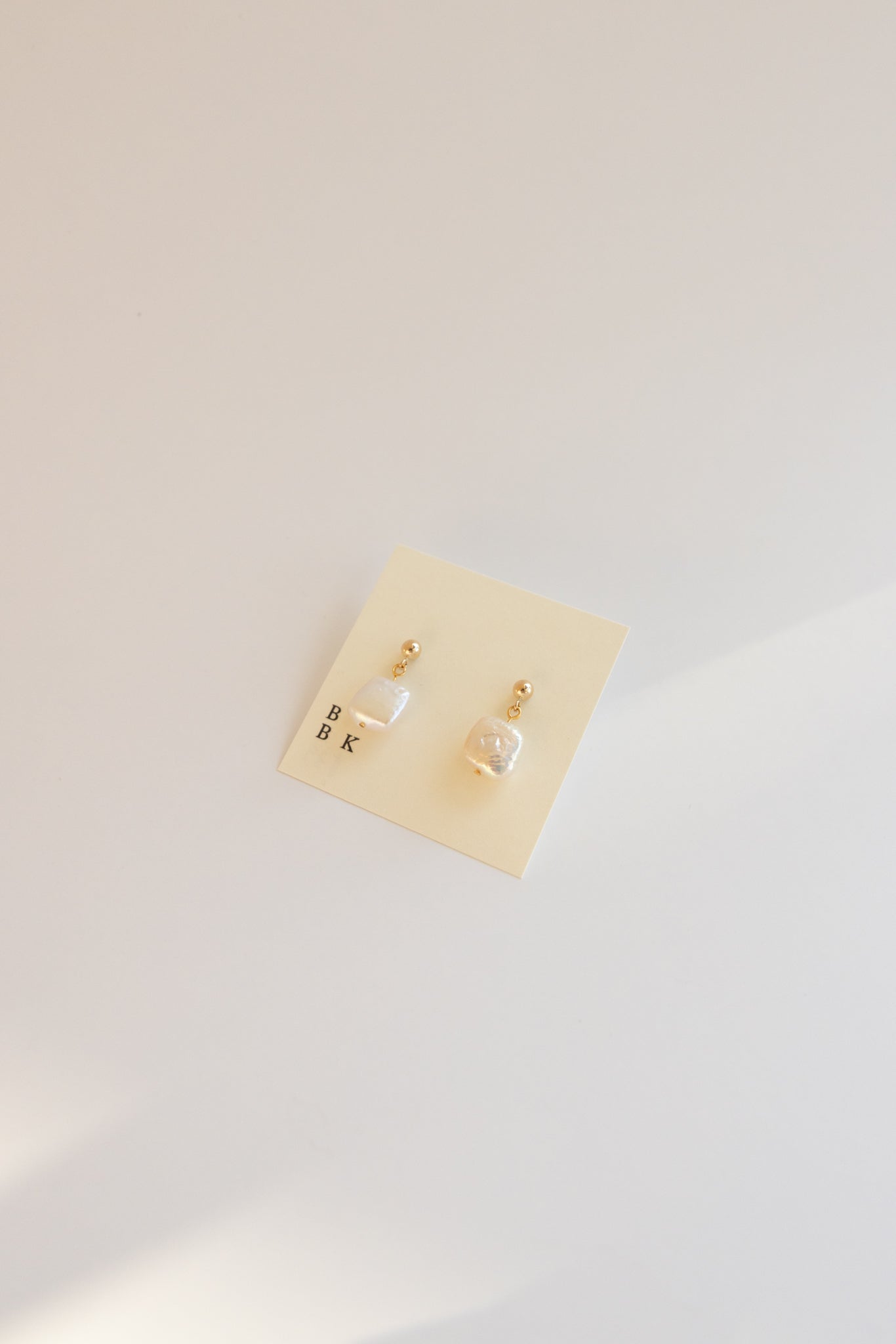 Gold Stud + Square Pearl Earrings