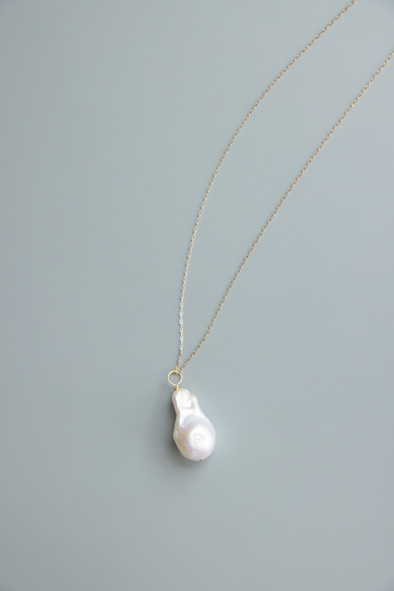 Gold Chain Necklace + Large Baroque Pearl