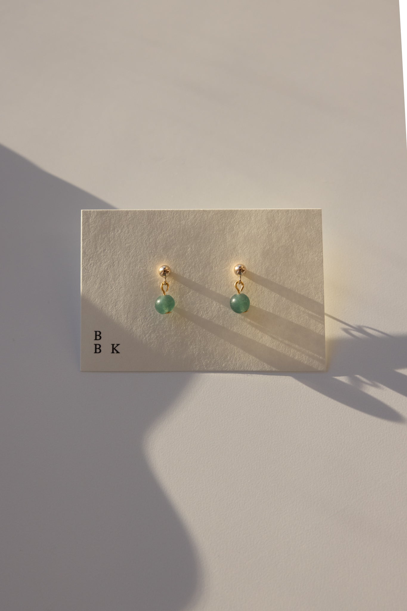 Gold + Silver Stud with Green Aventurine Pendant