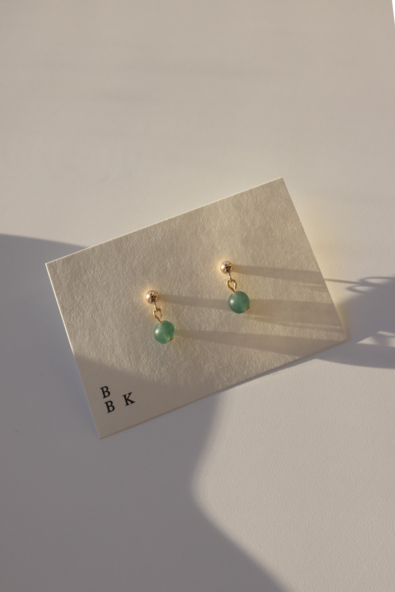 Gold + Silver Stud with Green Aventurine Pendant