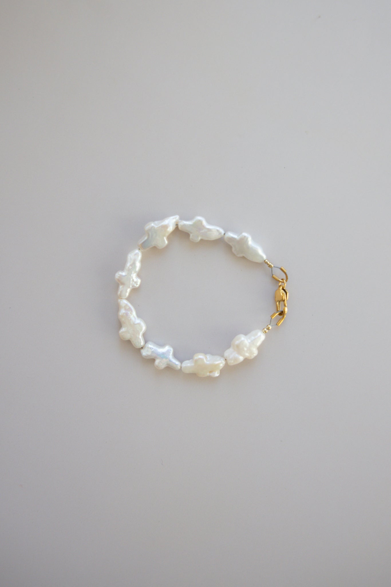 Irregular Pearl Cross Bracelet