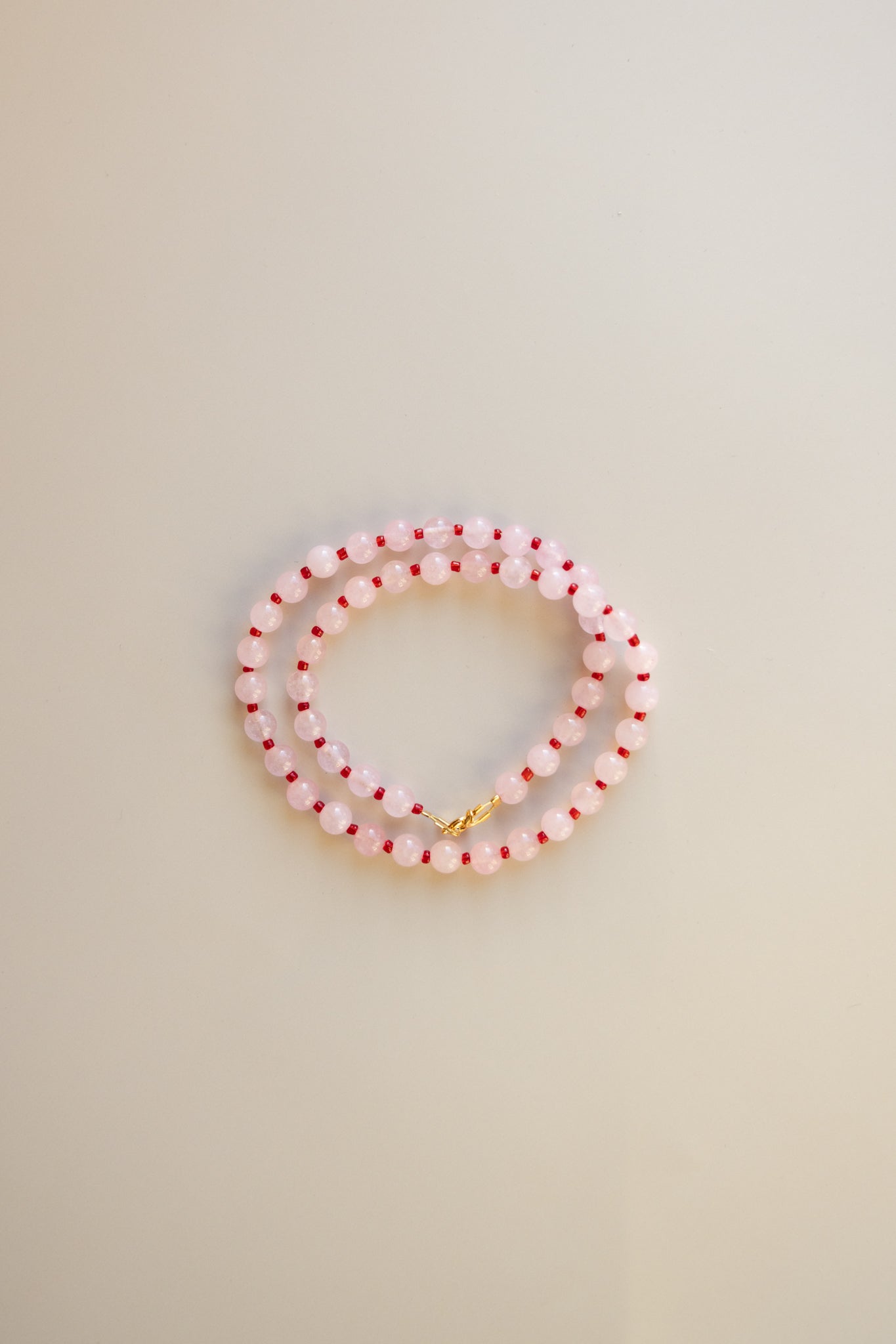 Rose Quartz + Red Necklace