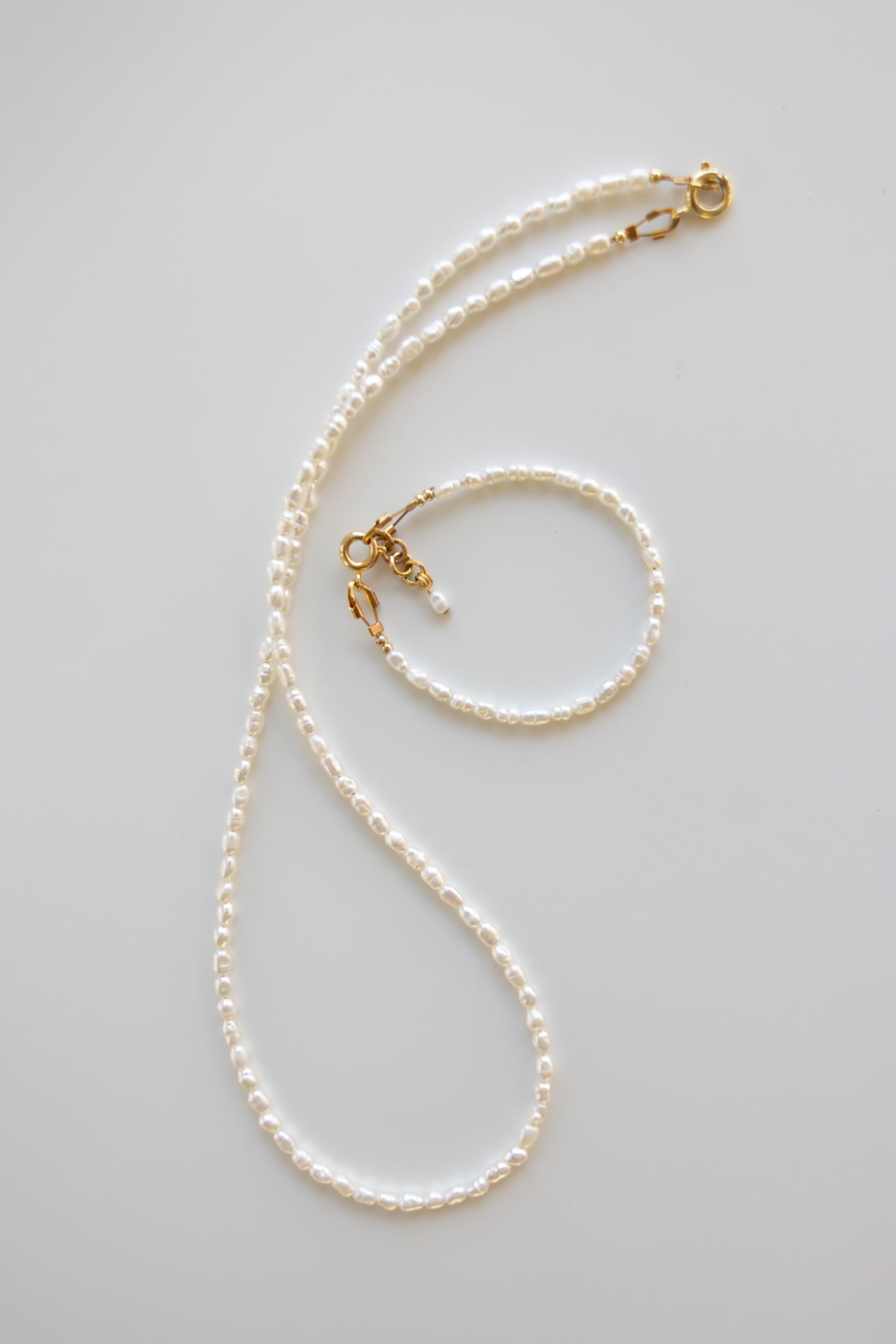 Mom + Me Rice Pearl Bracelet + Necklace Set