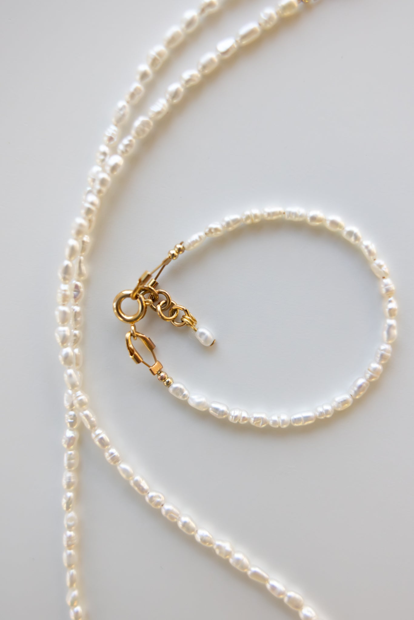 Mom + Me Rice Pearl Bracelet + Necklace Set