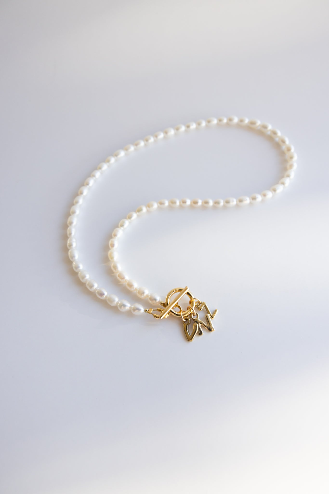 Pearl Necklace with Initial Pendant