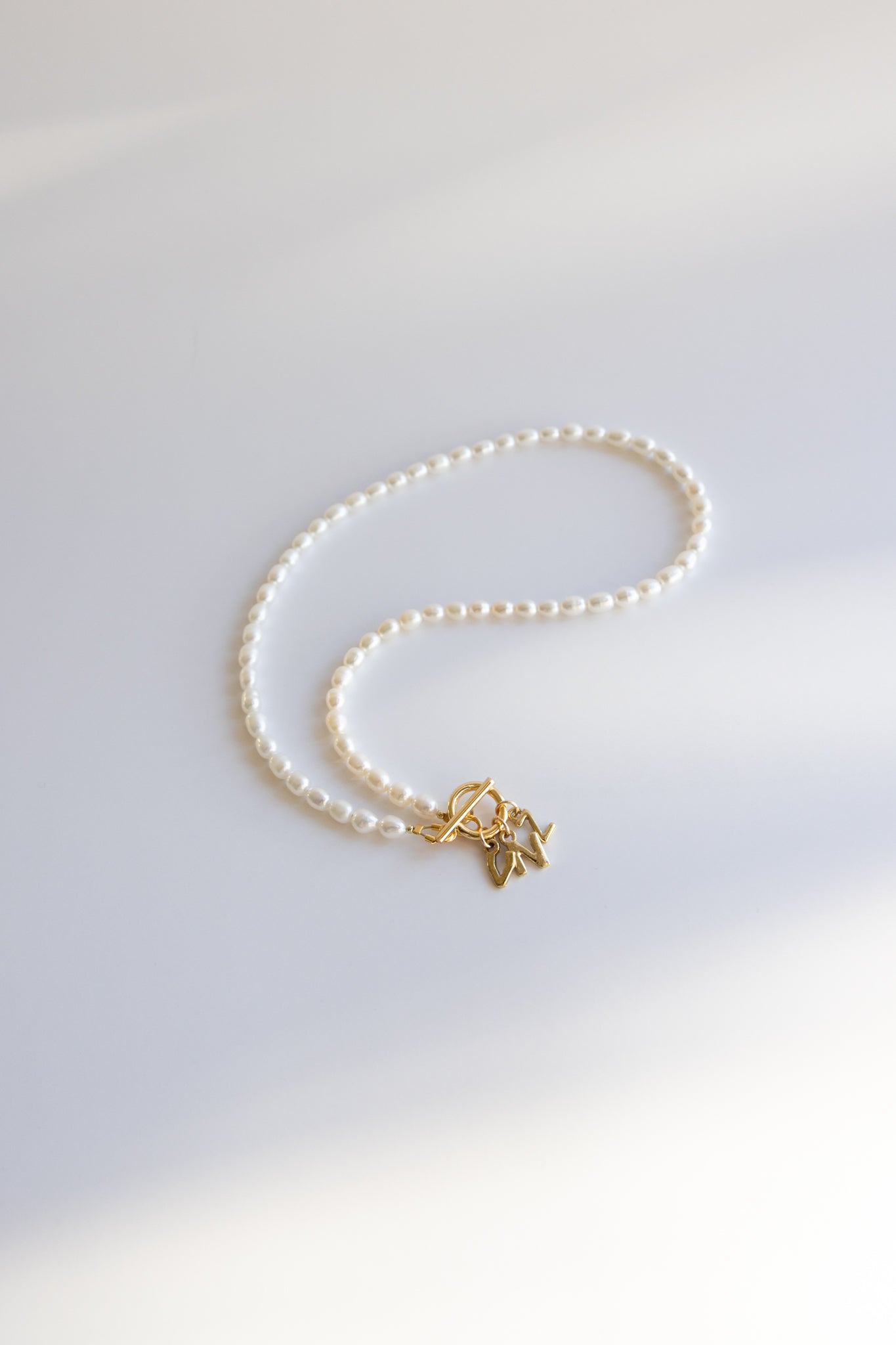 Pearl Necklace with Initial Pendant
