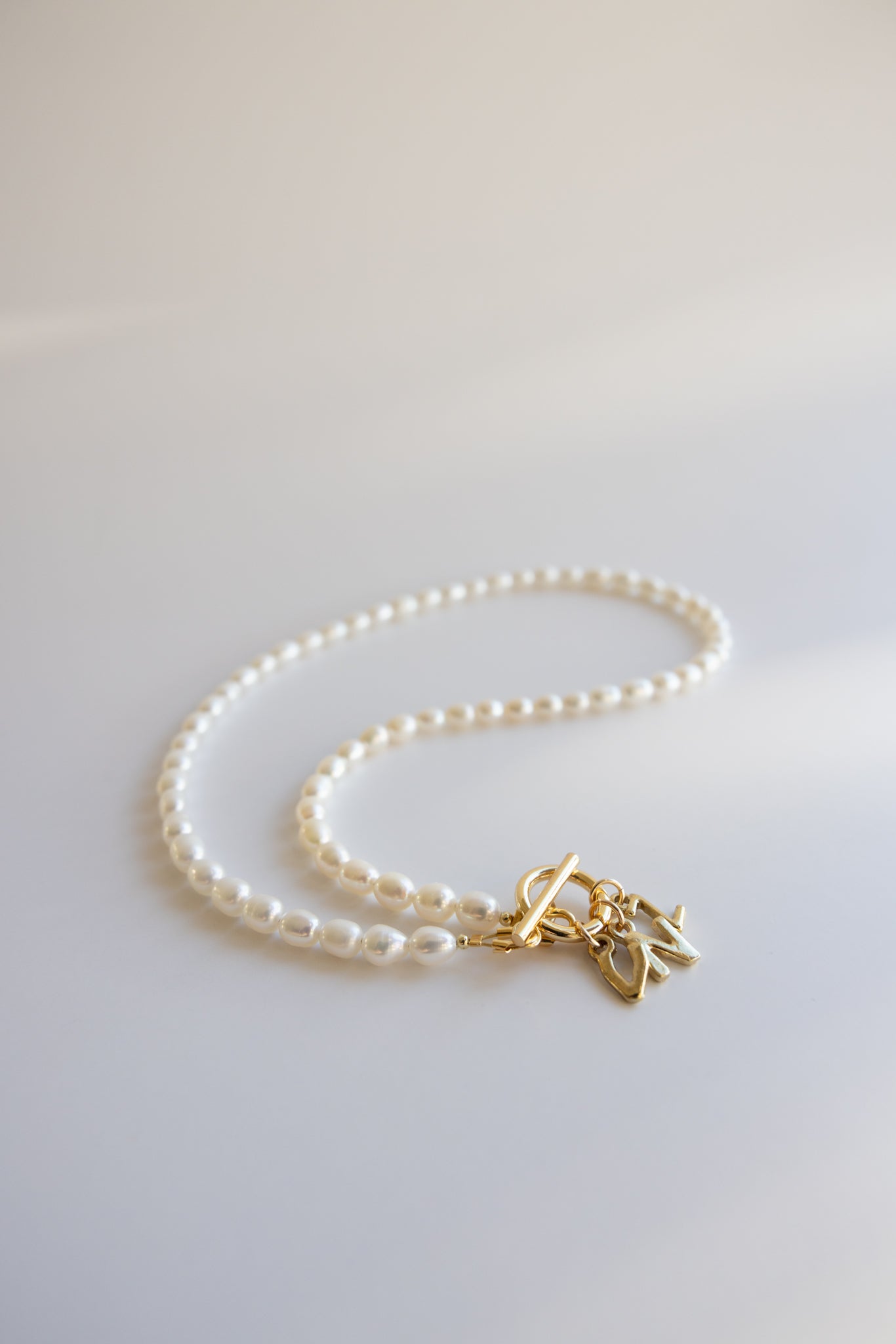 Pearl Necklace with Initial Pendant