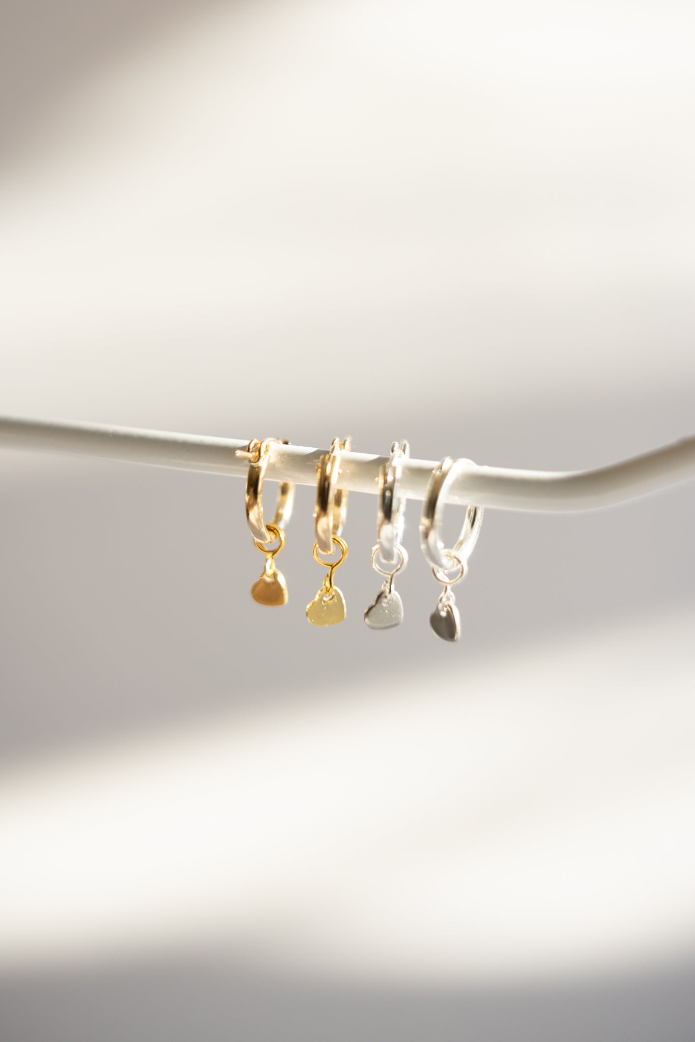Hoop Earrings with Heart Charm