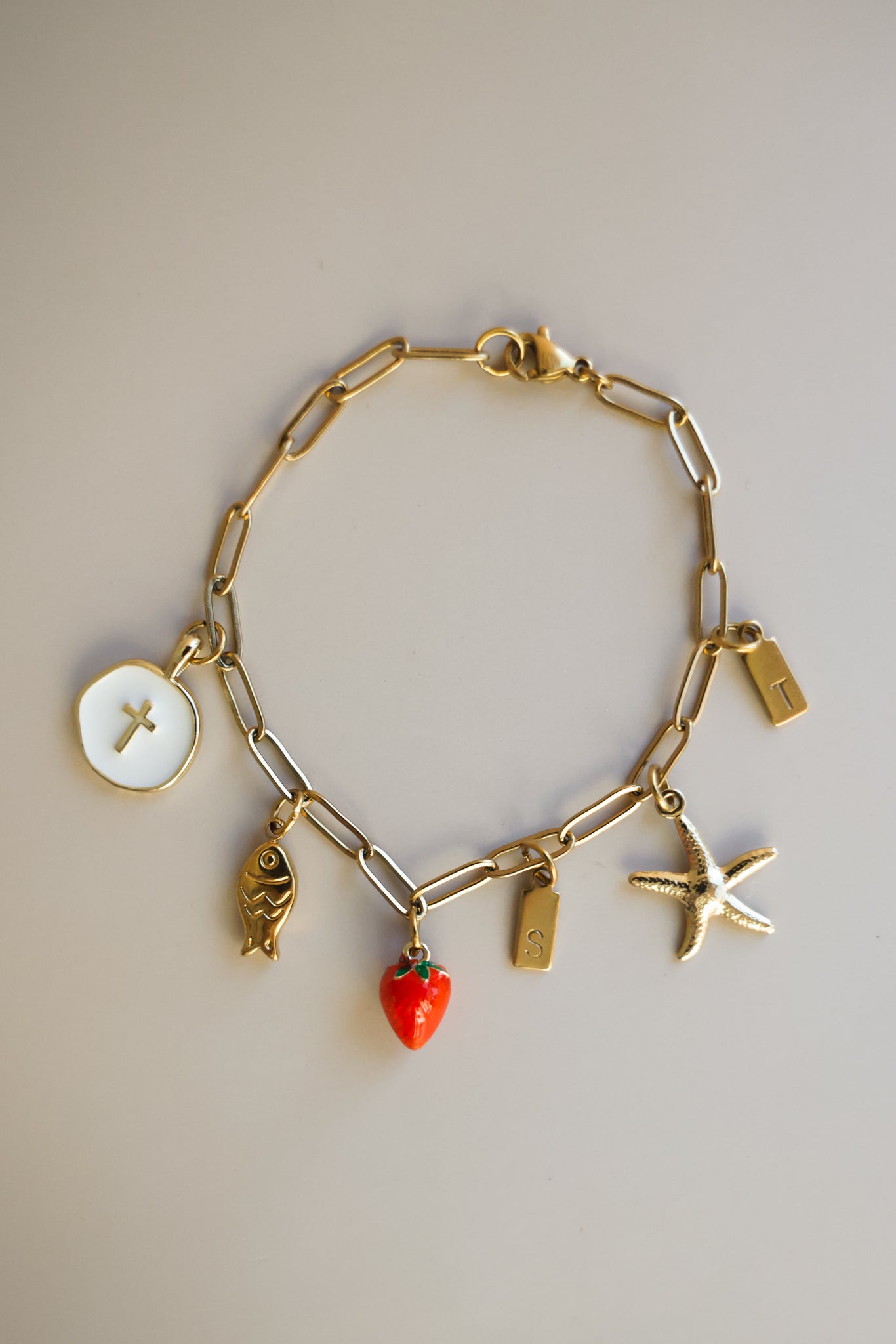 Paper Clip Chain Bracelet + Charms