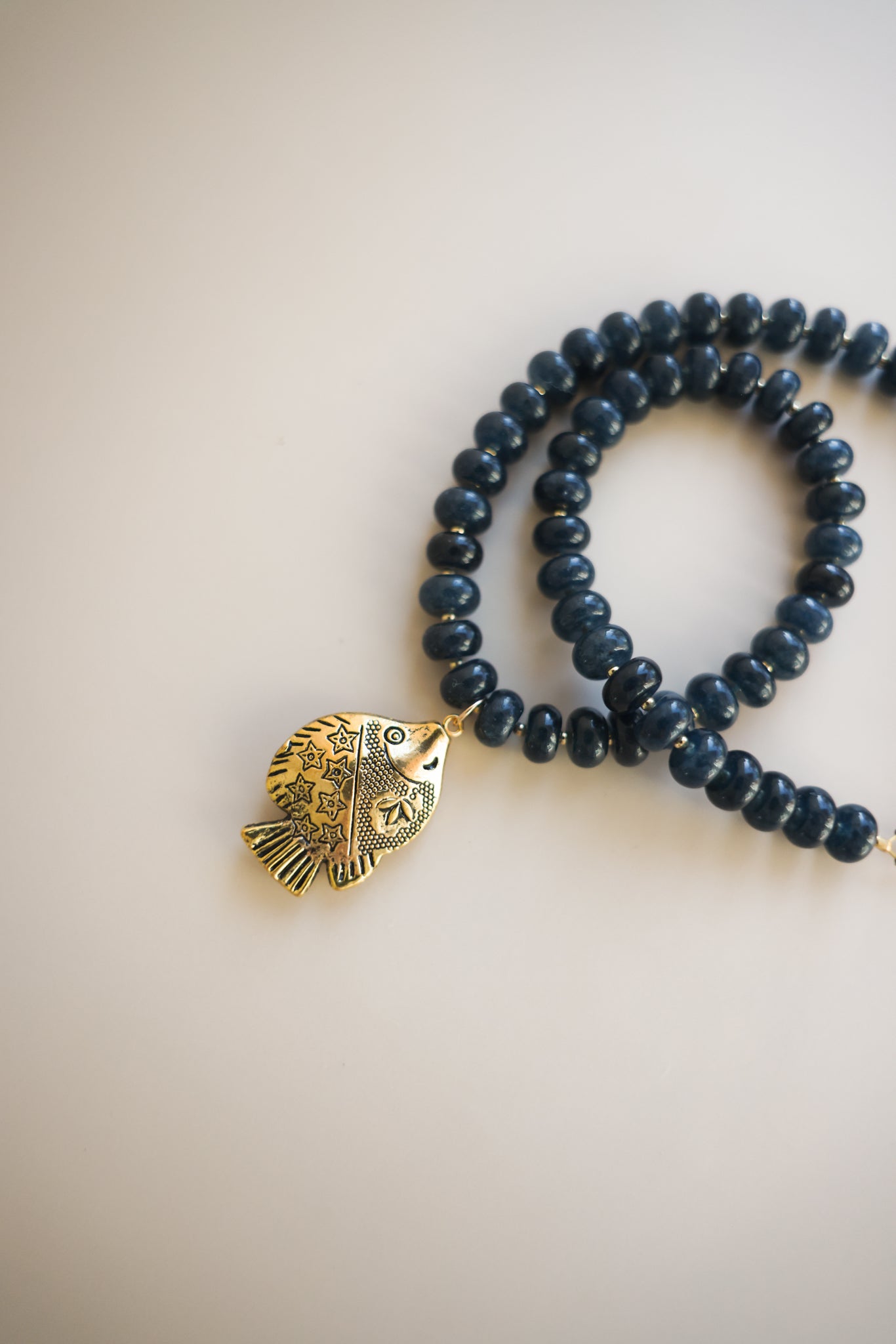 Navy Necklace + Fish Pendant