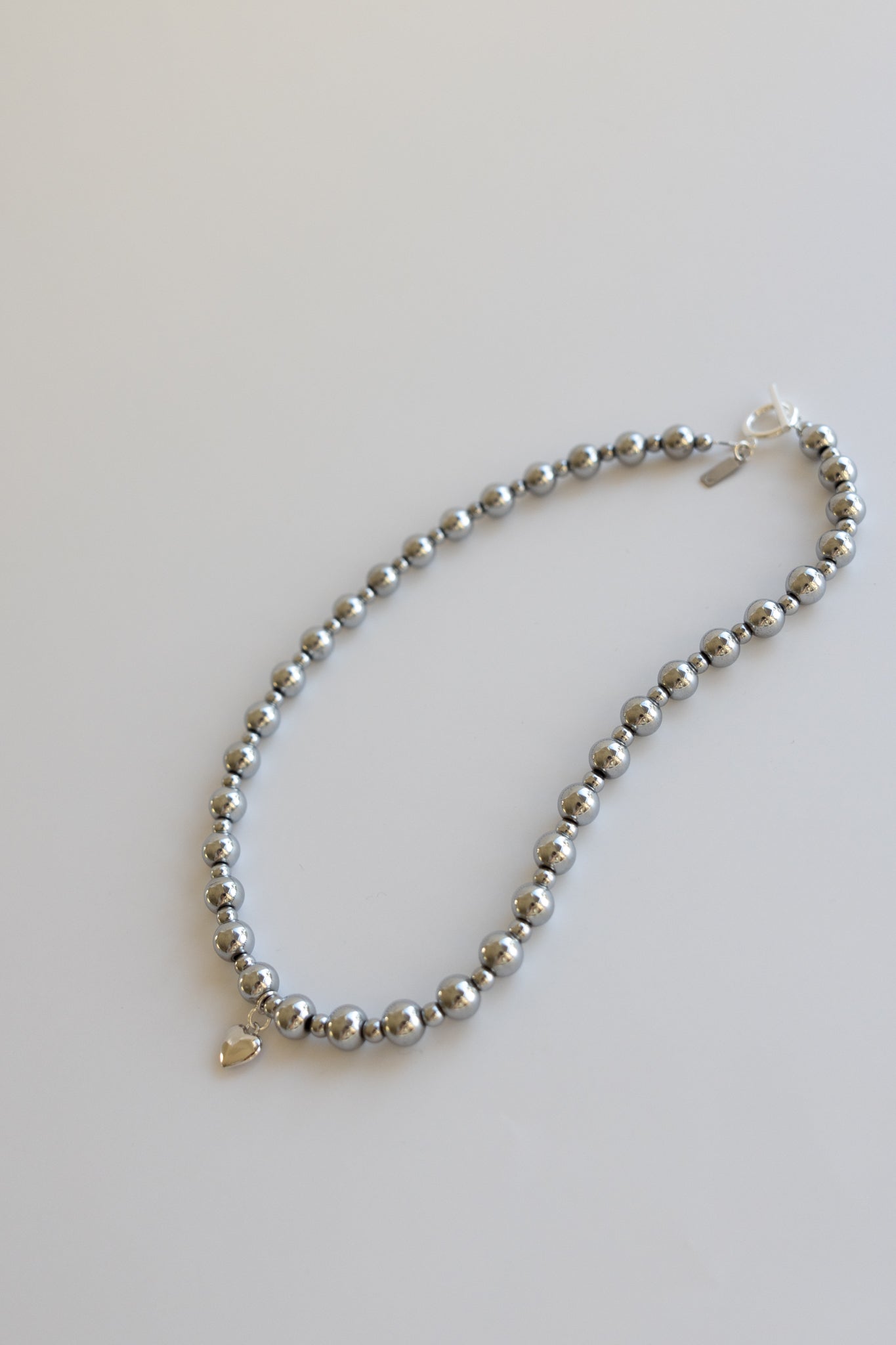 Hematite Necklace + Heart Pendant