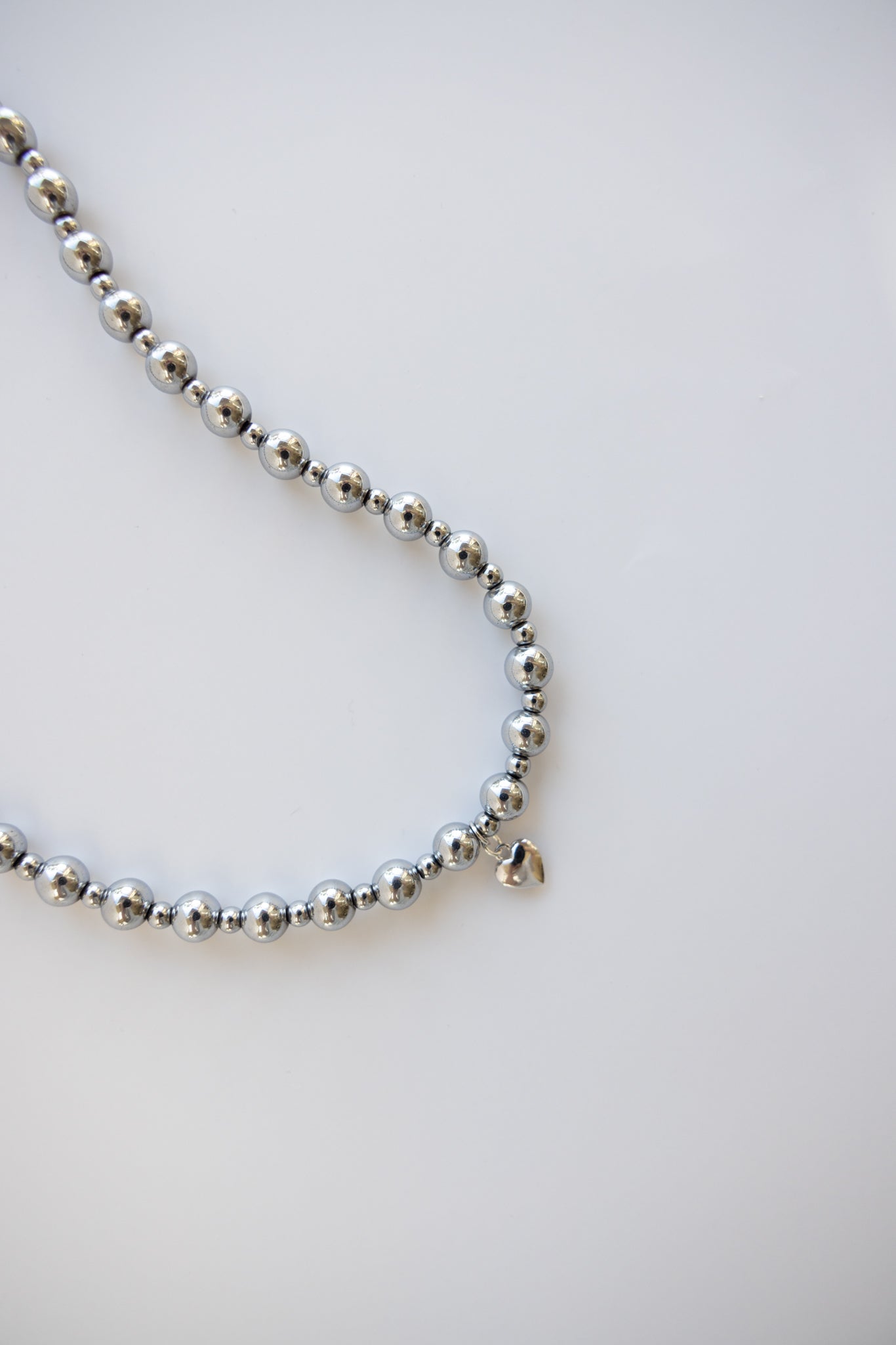 Hematite Necklace + Heart Pendant