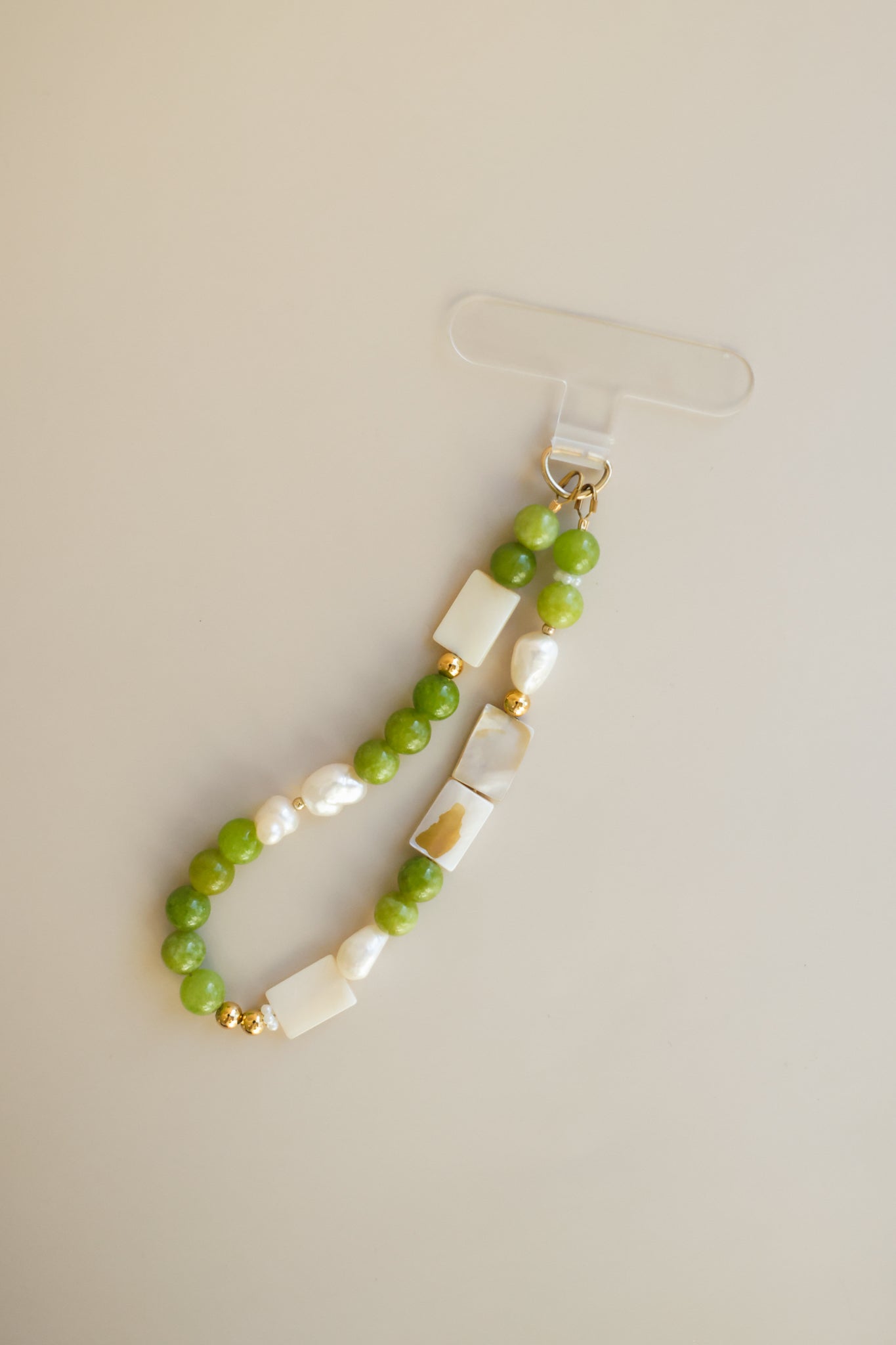 Green + Pearl Phone Charm
