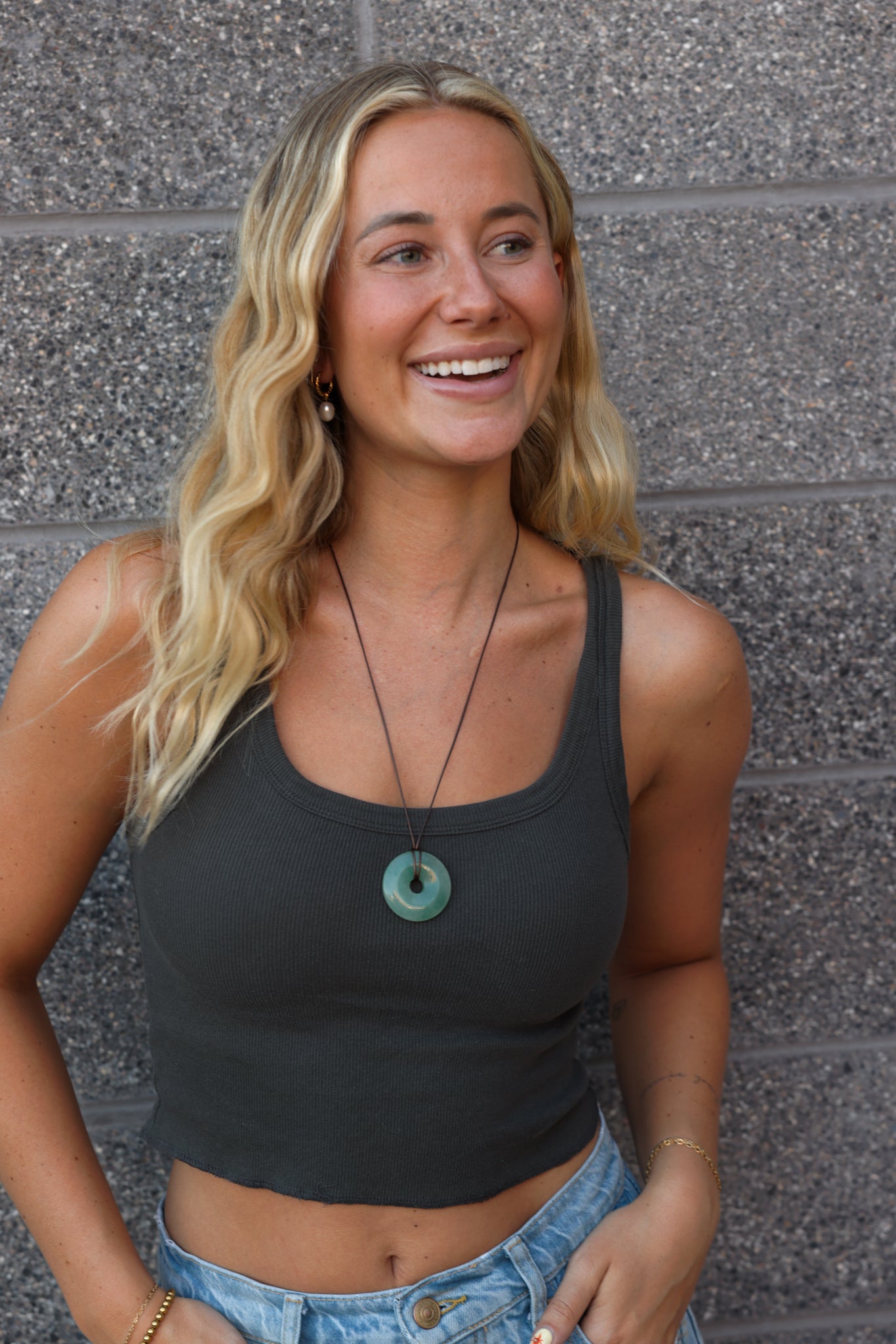 Green Aventurine Cord Pendant Necklace