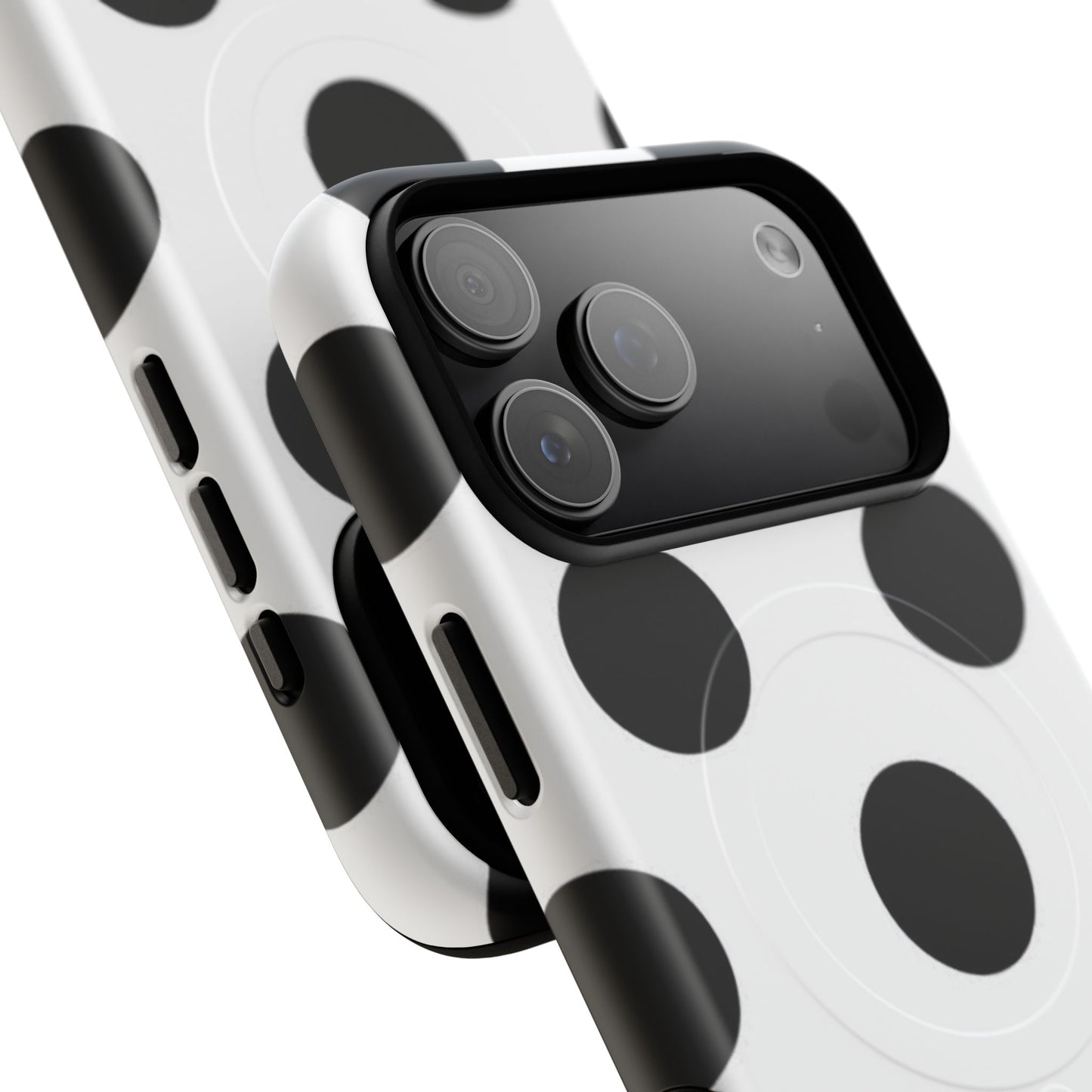 Polka Dot Magnetic Phone Case — Black & White Retro Dot Tough Case