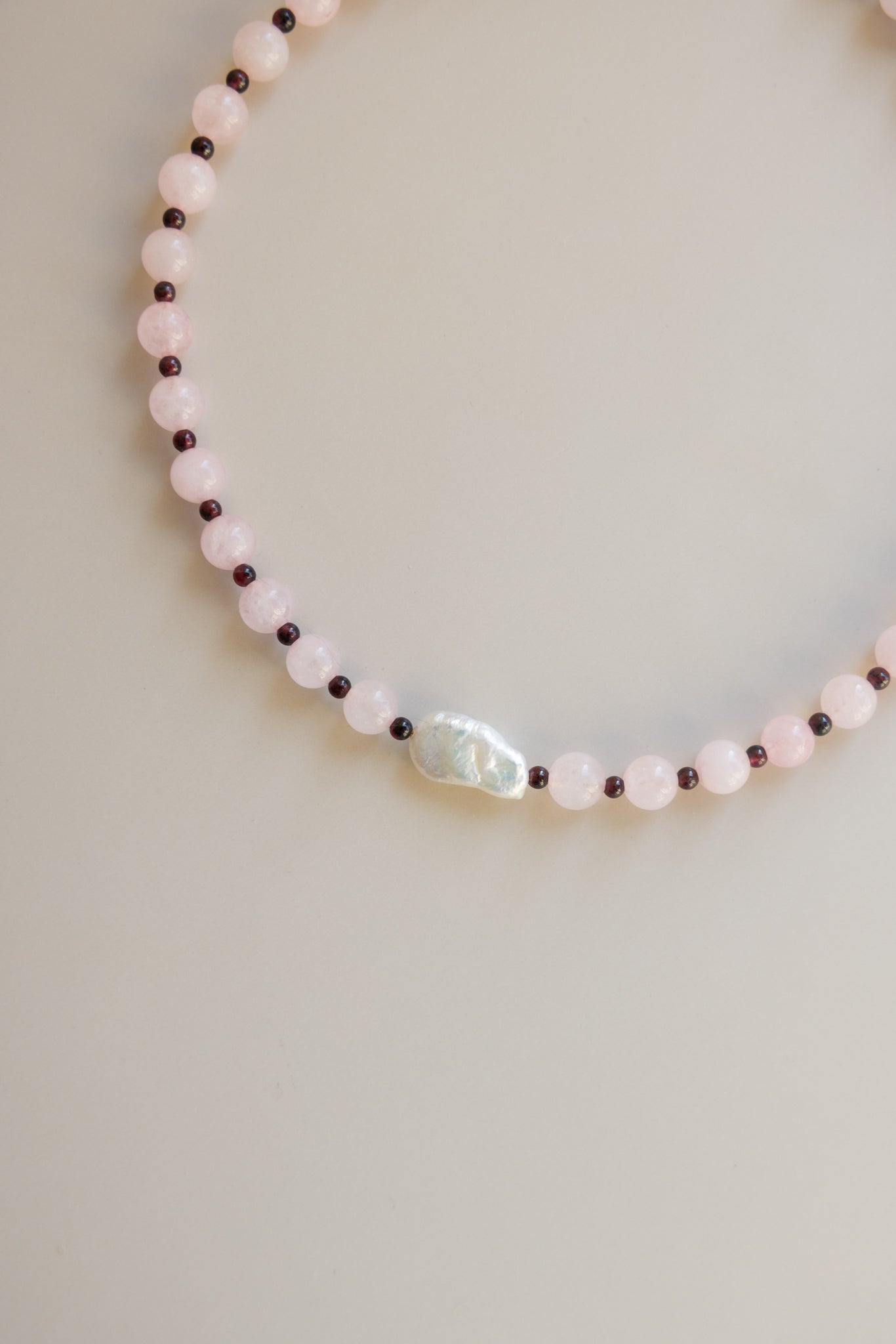 Rose Quartz and Garnet + Pearl Necklace