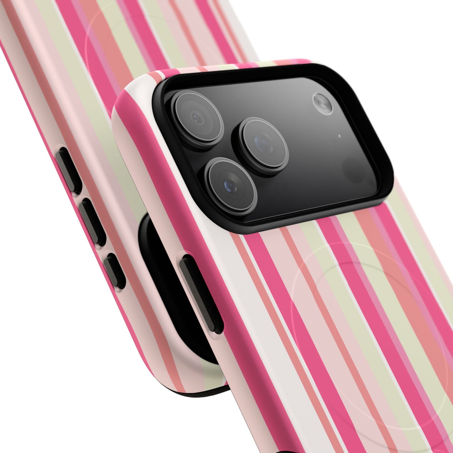 Magnetic Tough Case — Pink Striped Phone Cover (MagSafe Compatible)