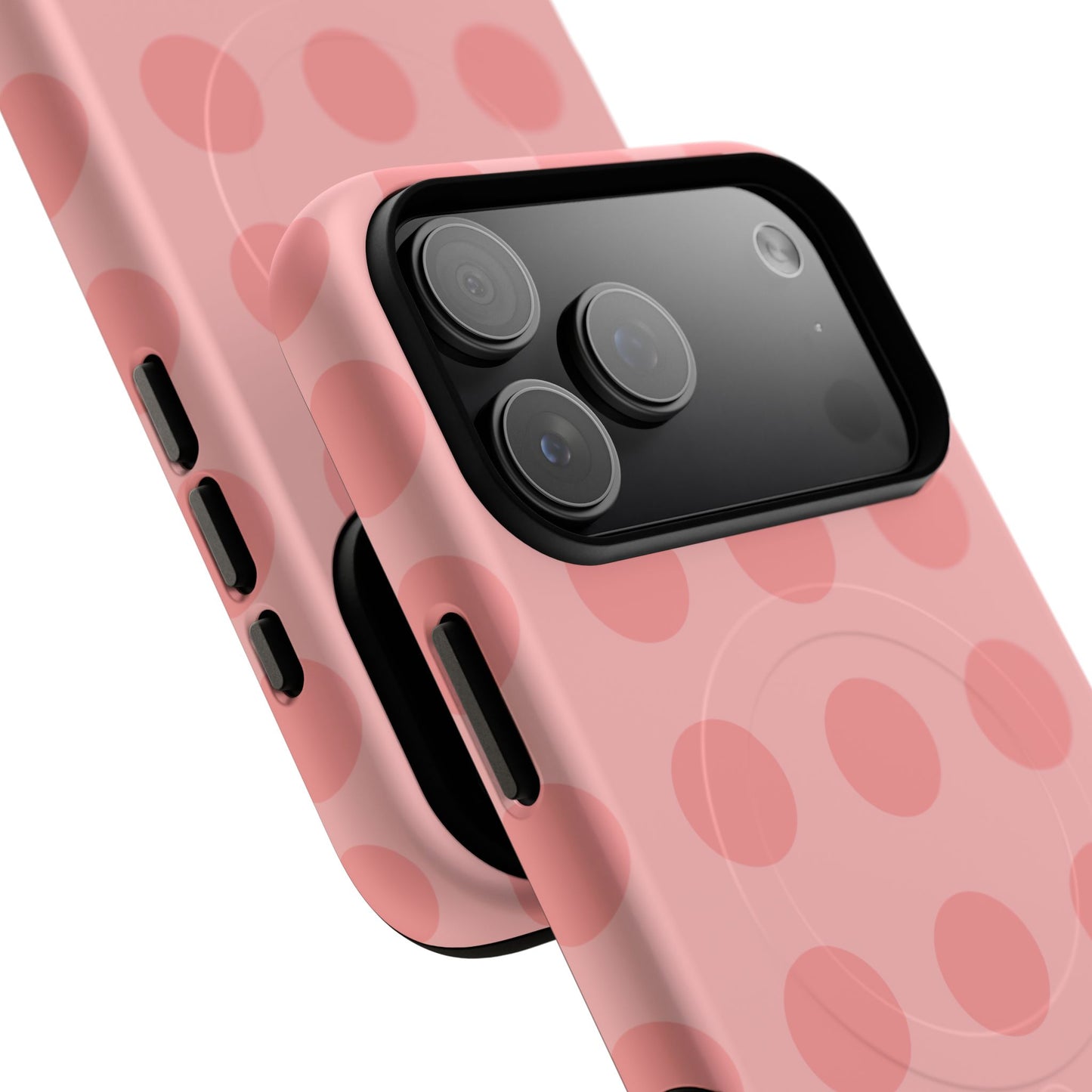 Magnetic Phone Case — Pink Polka Dot Tough Protective Cover