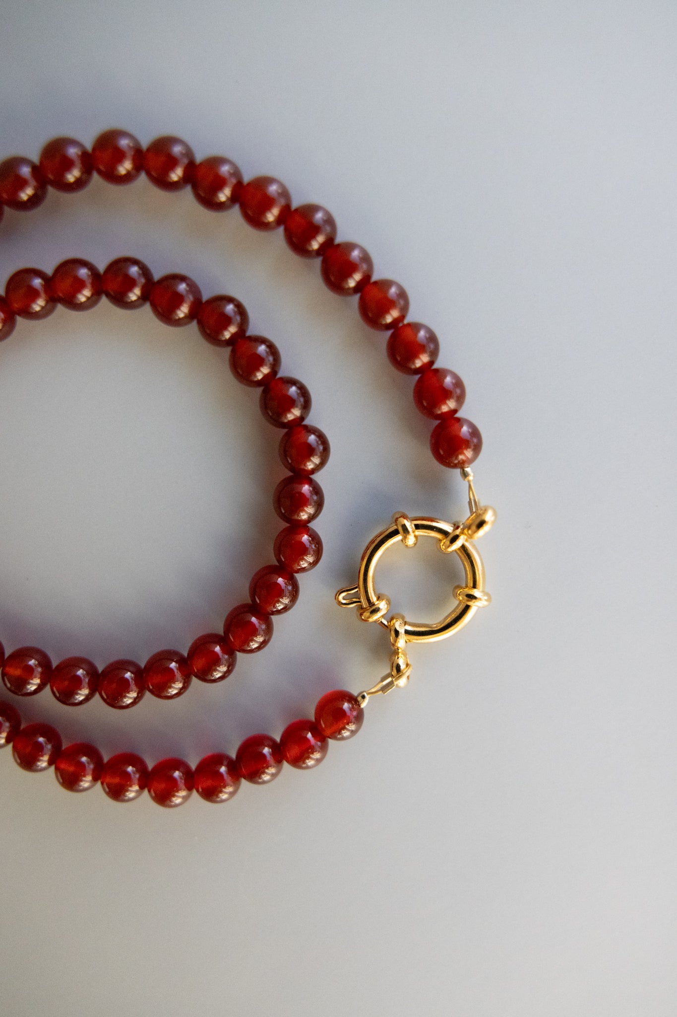 Red Agate Necklace + 15mm Springring Closure