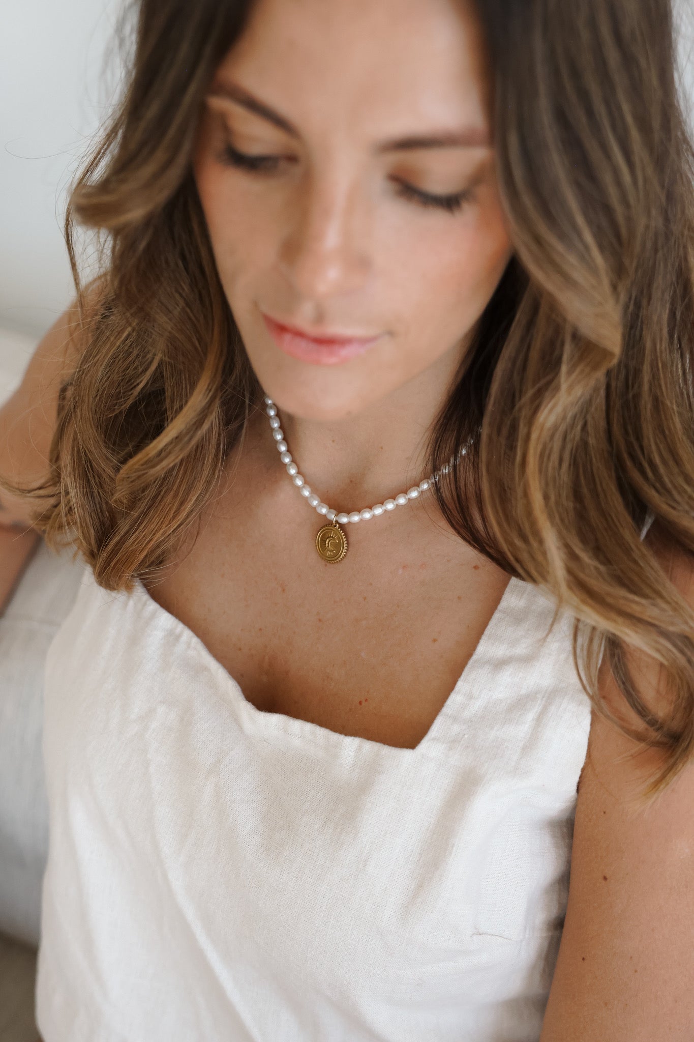 Pearl Necklace + Coin Pendant