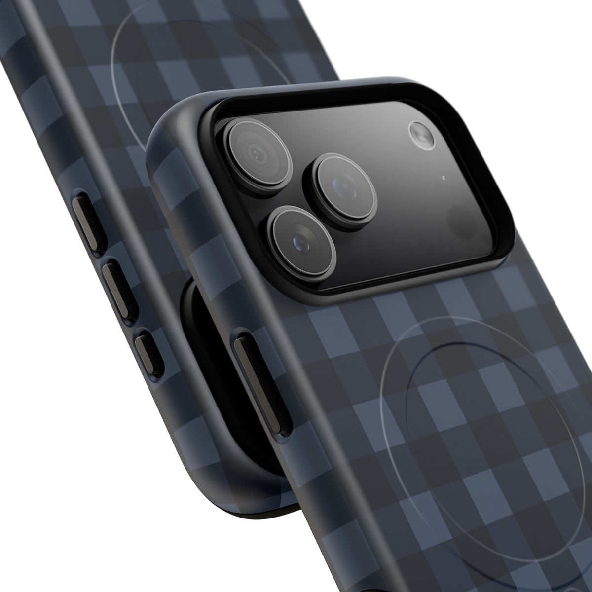 Plaid Magnetic Phone Case — Navy Buffalo Check Tough MagSafe-Compatible Case