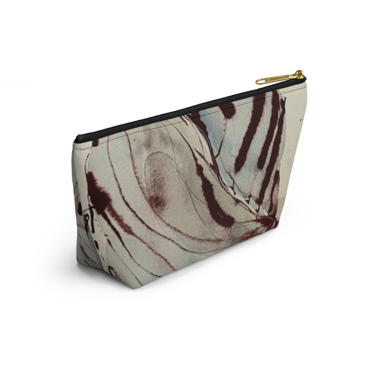 Butterfly Wing Accessory Pouch — T‑Bottom Cosmetic Bag with Monogram Initials