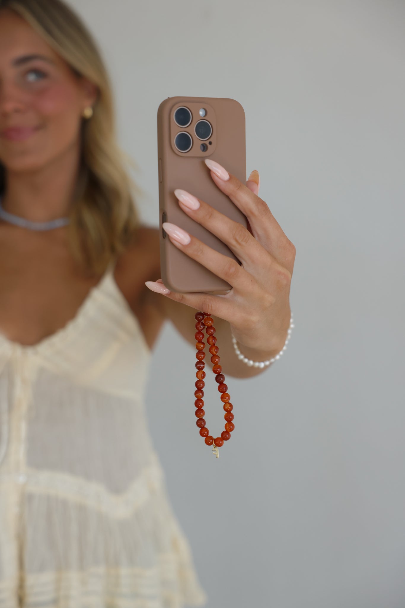 Red Striped Agate Phone Charm