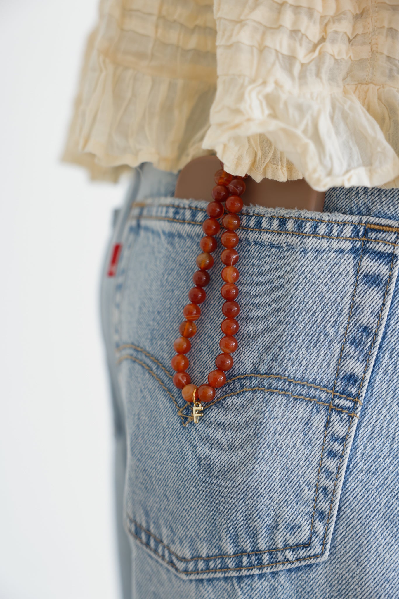 Red Striped Agate Phone Charm