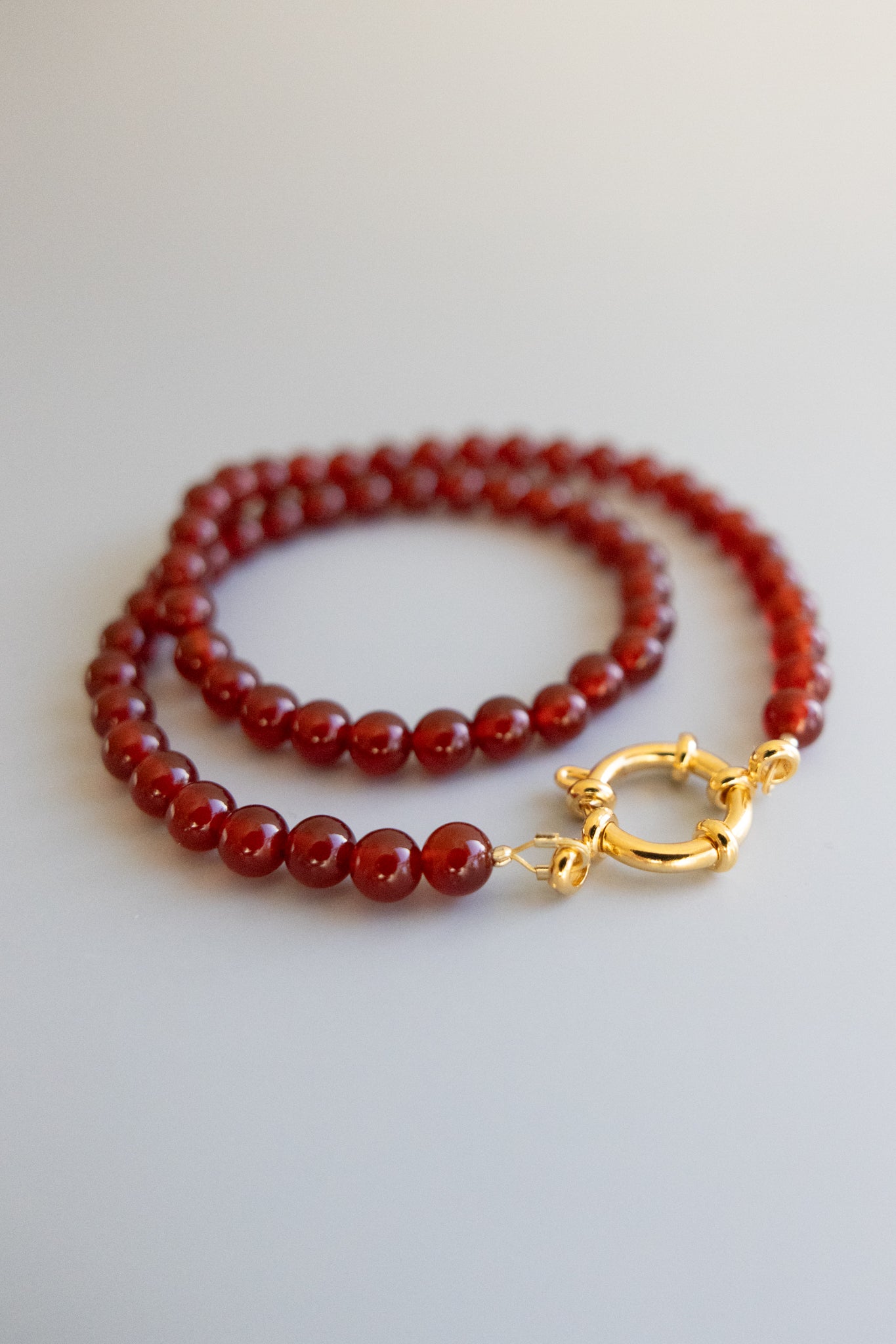 Red Agate Necklace + 15mm Springring Closure
