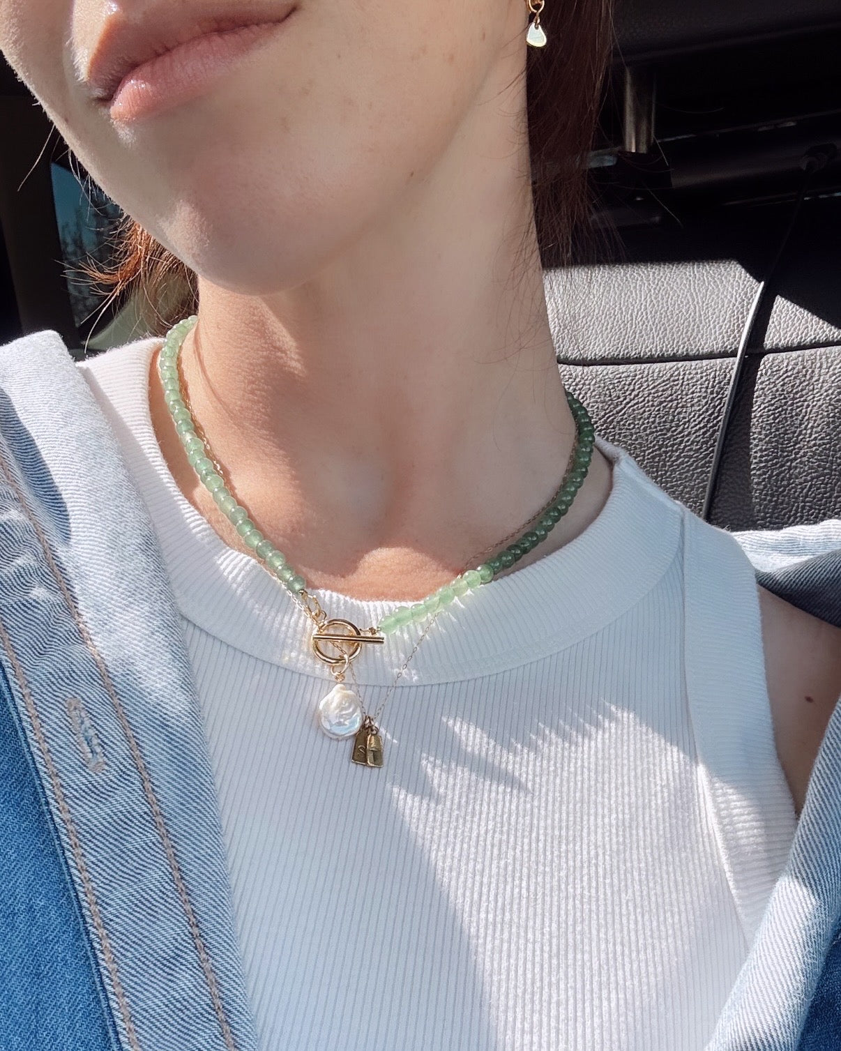 Gold Chain + Rectangle Stamped Initial Pendant