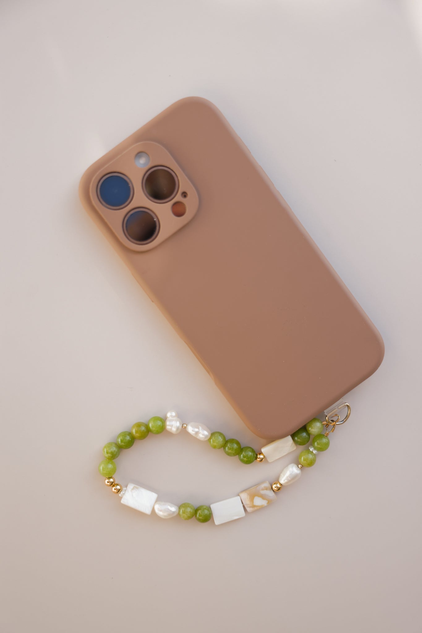 Green + Pearl Phone Charm
