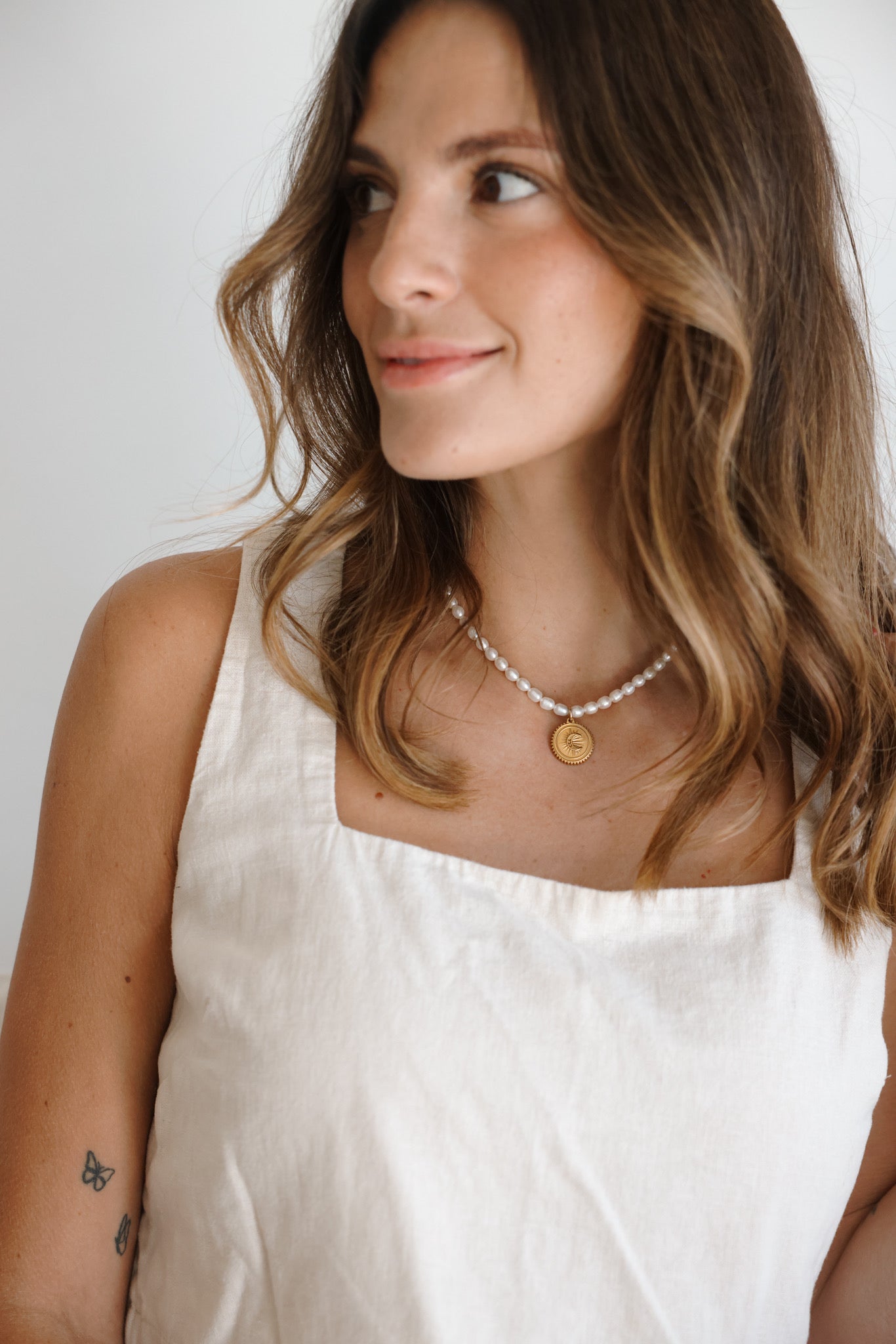 Pearl Necklace + Coin Pendant