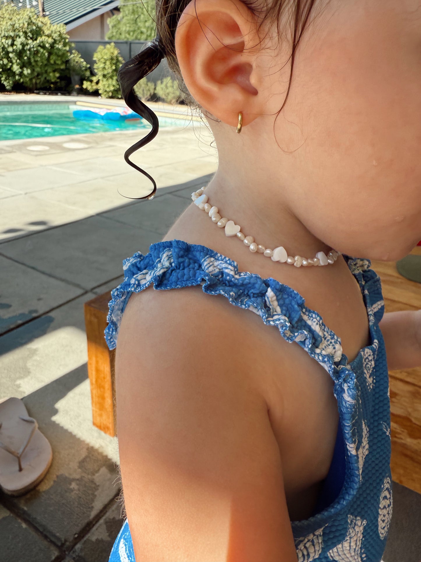 Baby + Kid Pearl + Shell Heart Necklace