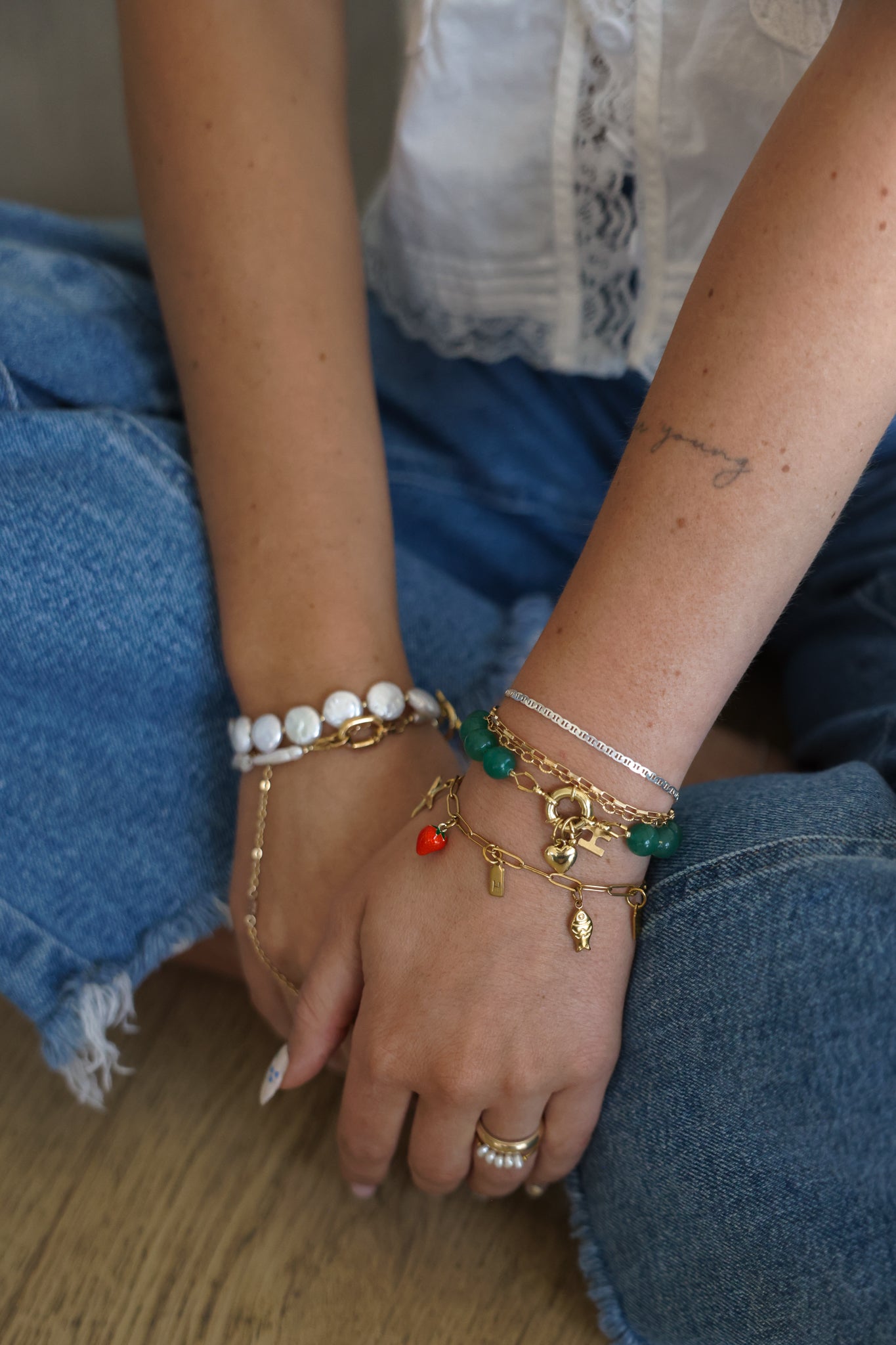 Paper Clip Chain Bracelet + Charms