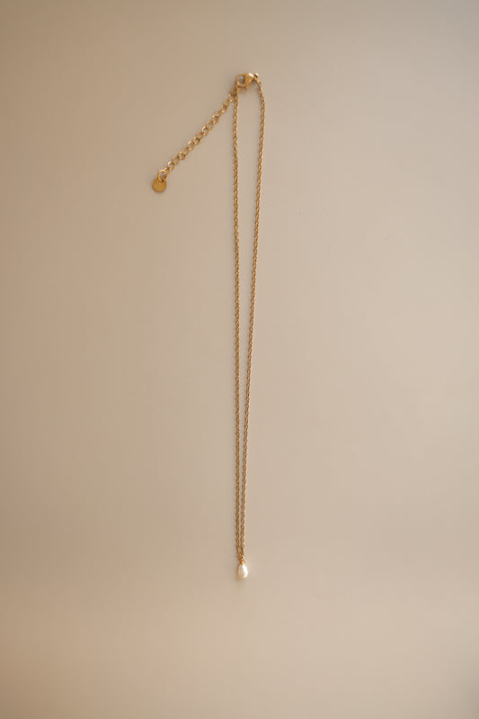 Gold Chain + Tiny Pearl