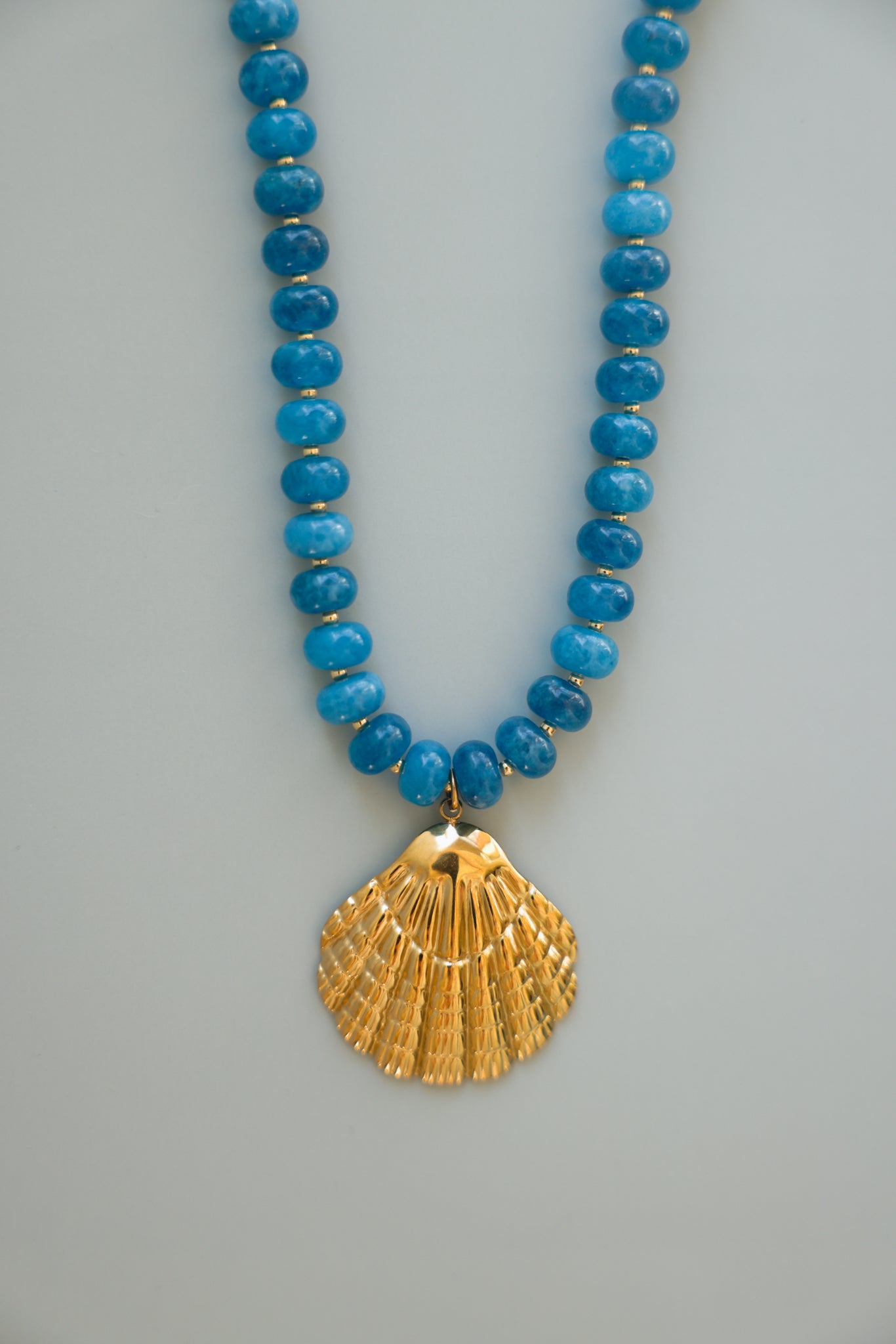 Blue Necklace + Shell Pendant
