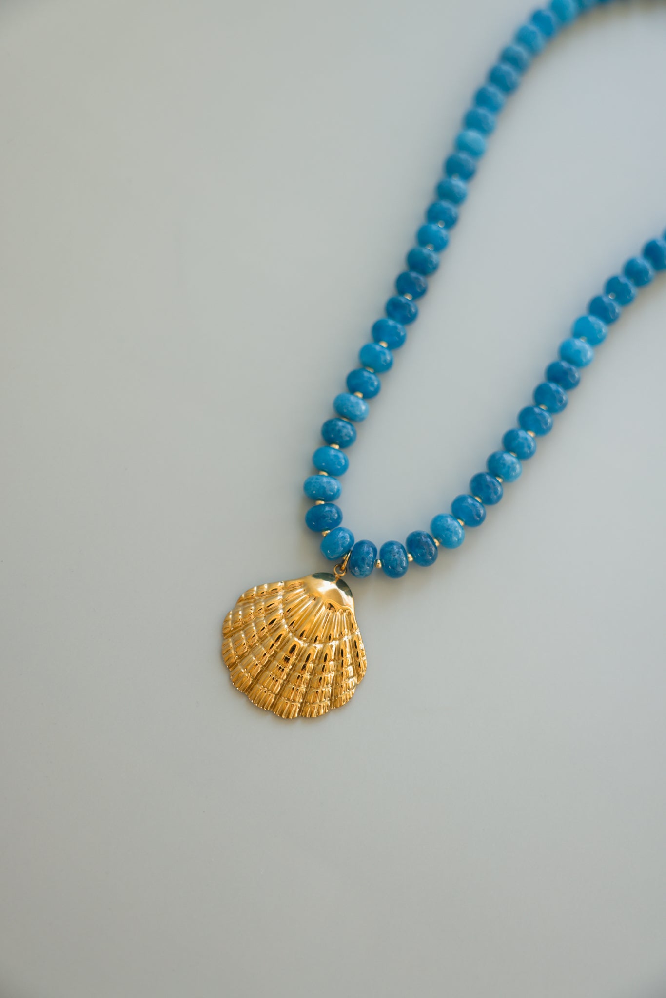 Blue Necklace + Shell Pendant