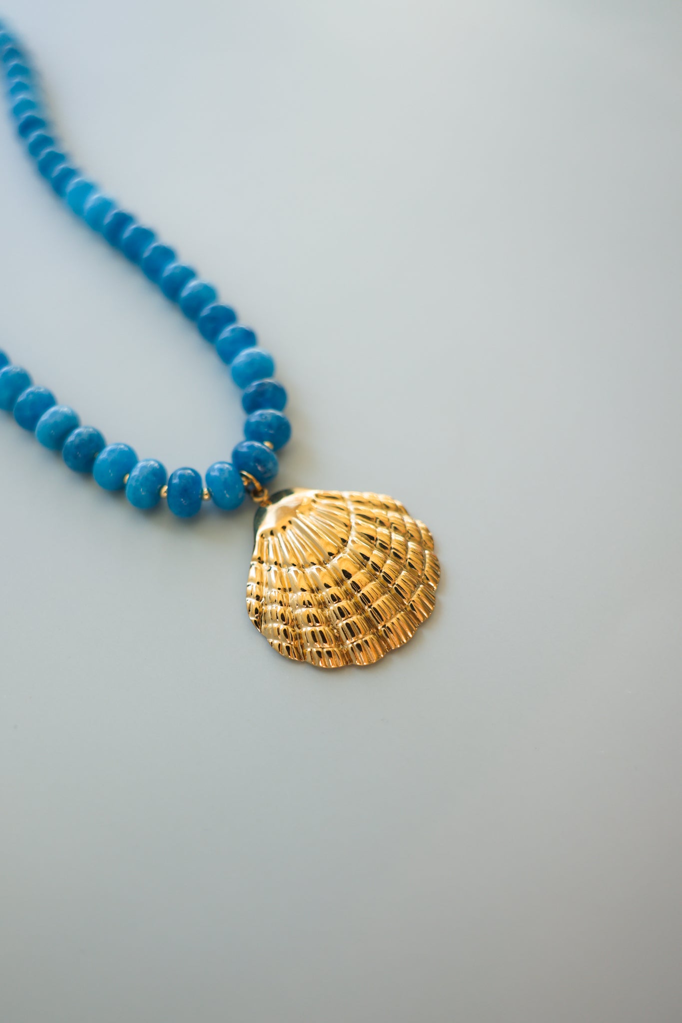 Blue Necklace + Shell Pendant