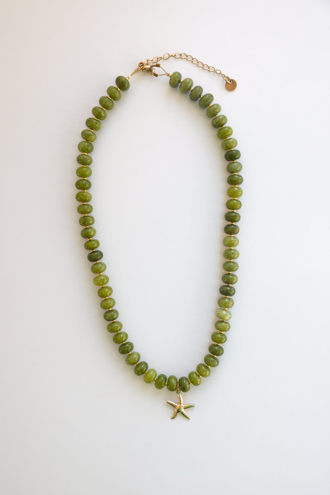 Green Jade Necklace + Starfish Pendant
