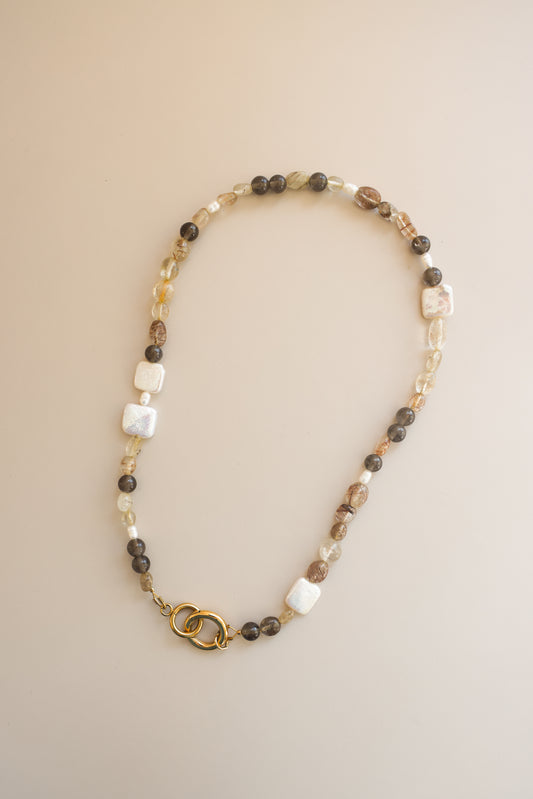 Mixed Quartz + Pearl Necklace