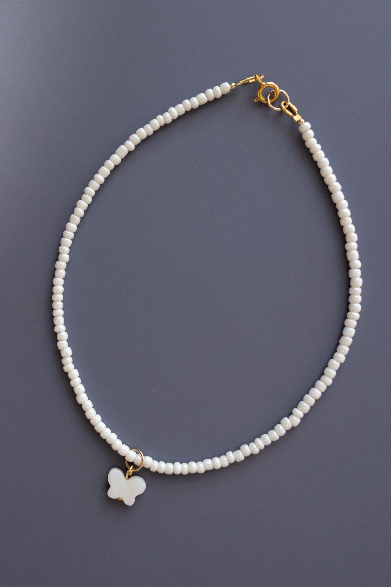 Baby + Kid White Necklace + Shell Butterfly Pendant