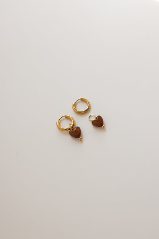 Brown Heart Earring Charms