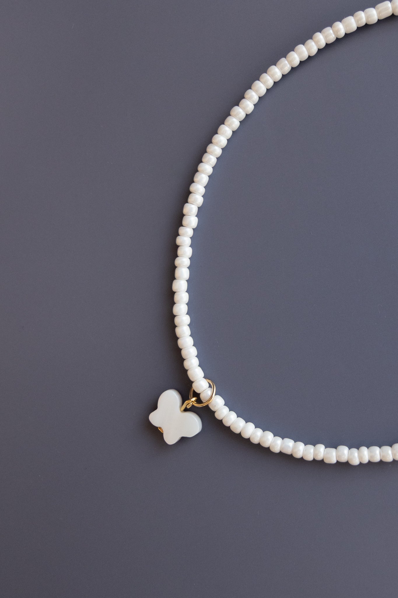 Baby + Kid White Necklace + Shell Butterfly Pendant