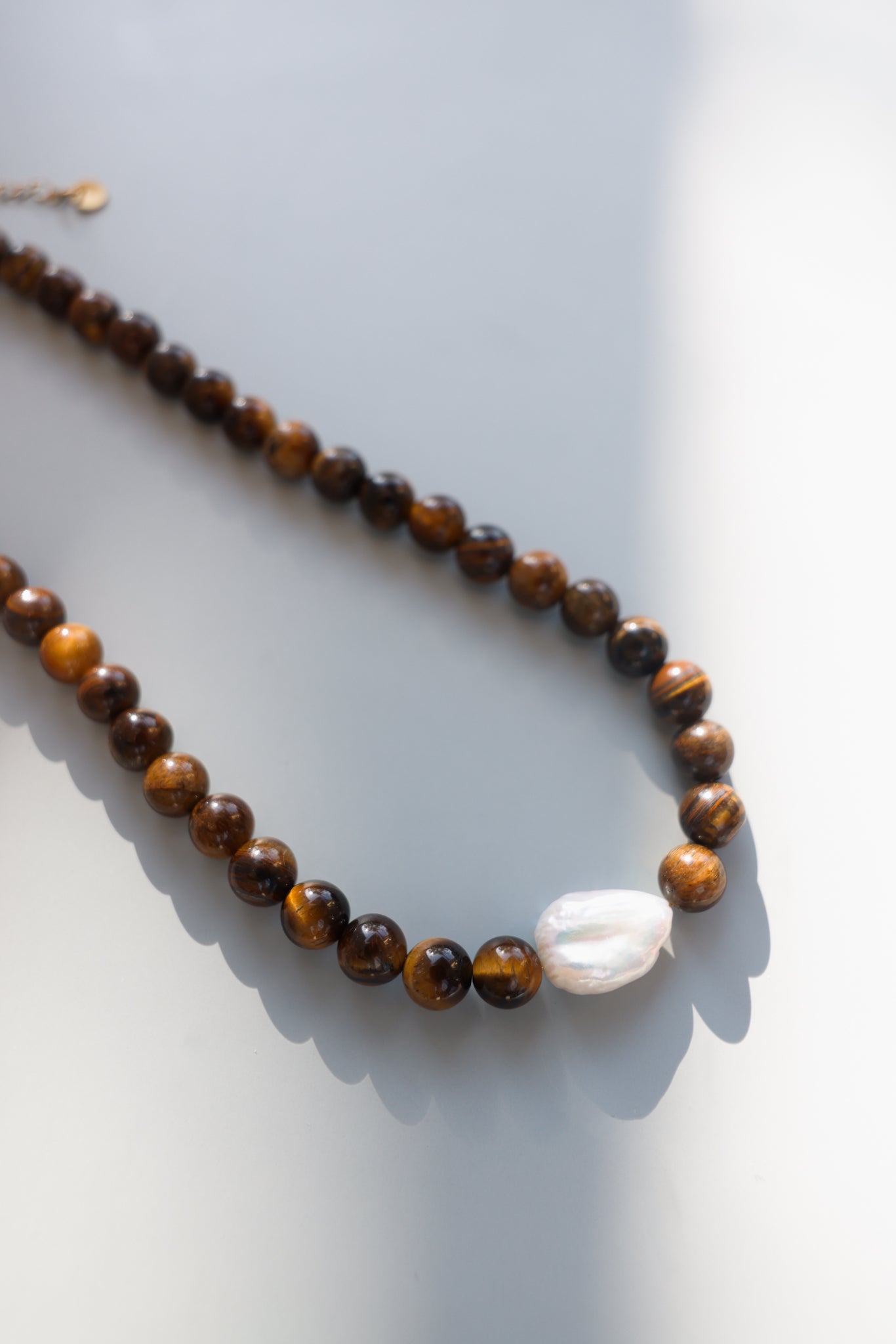 Tigers Eye + Pearl Necklace