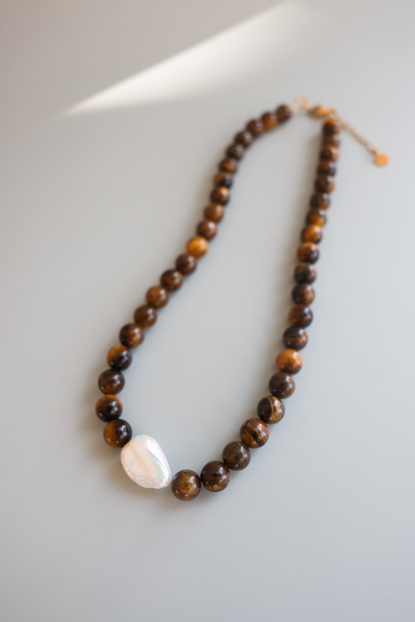 Tigers Eye + Pearl Necklace